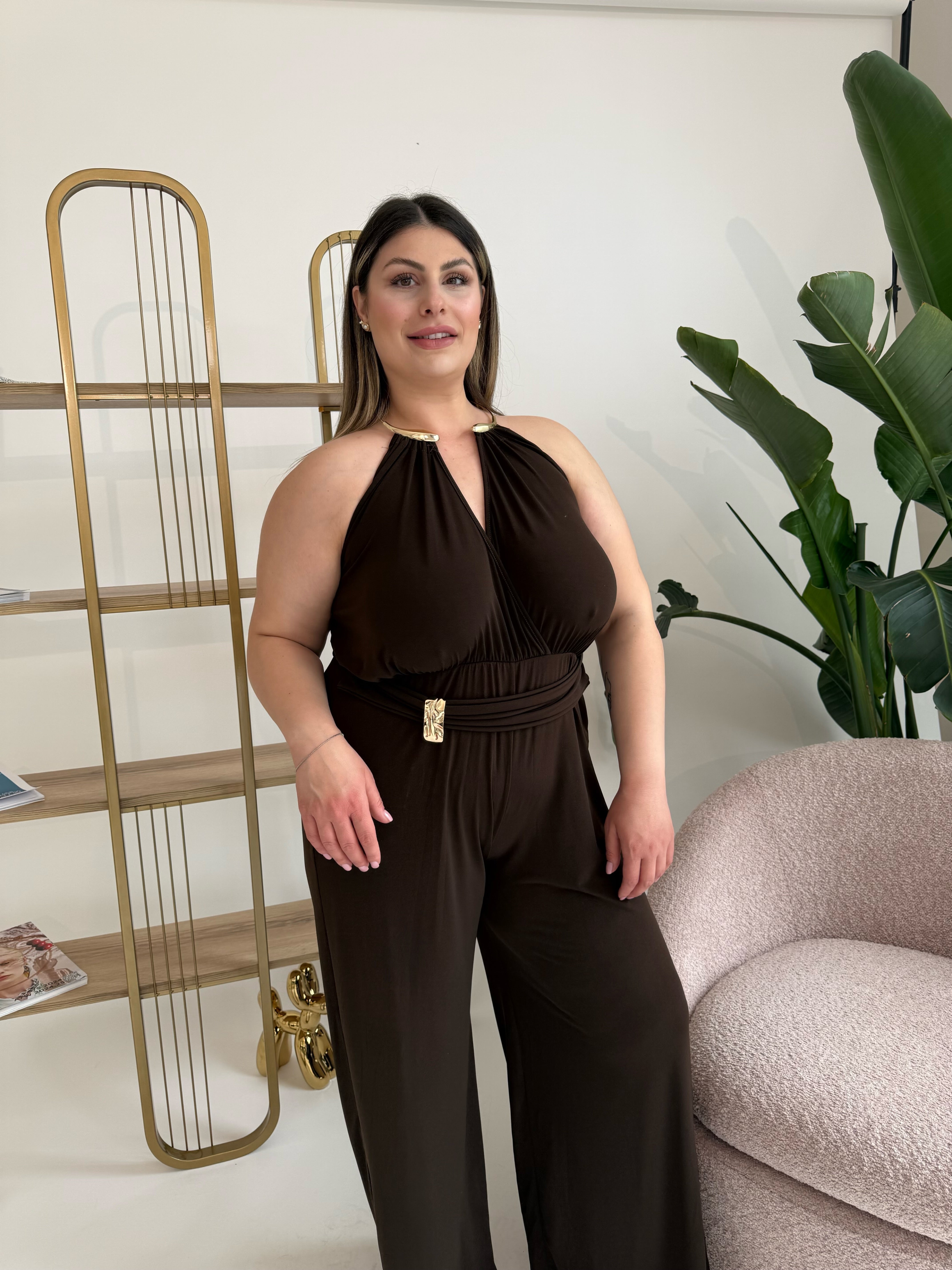 Tuta girocollo gold curvy