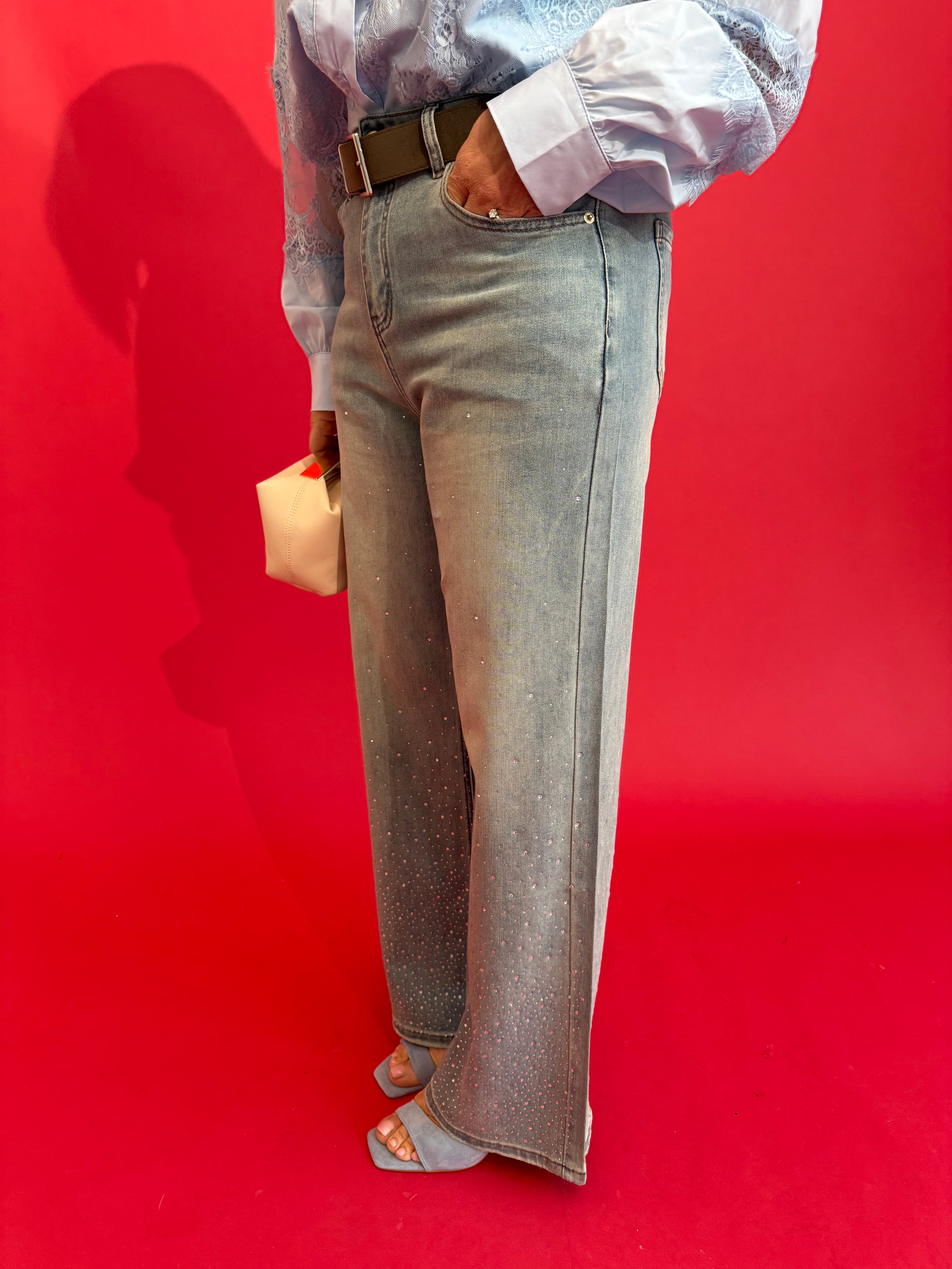 Jeans con sfumatura strass curvy