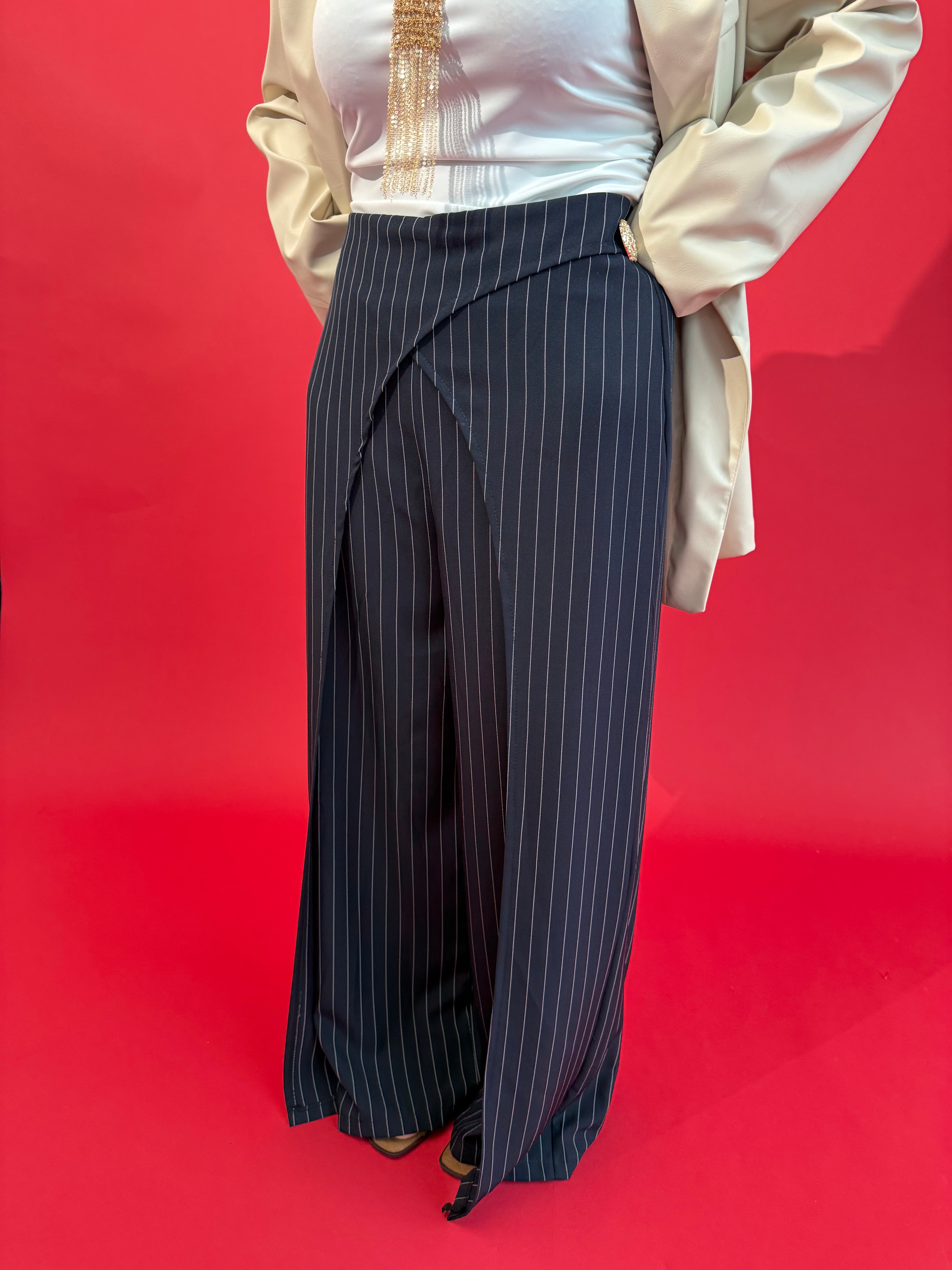 Pantalone gessato curvy