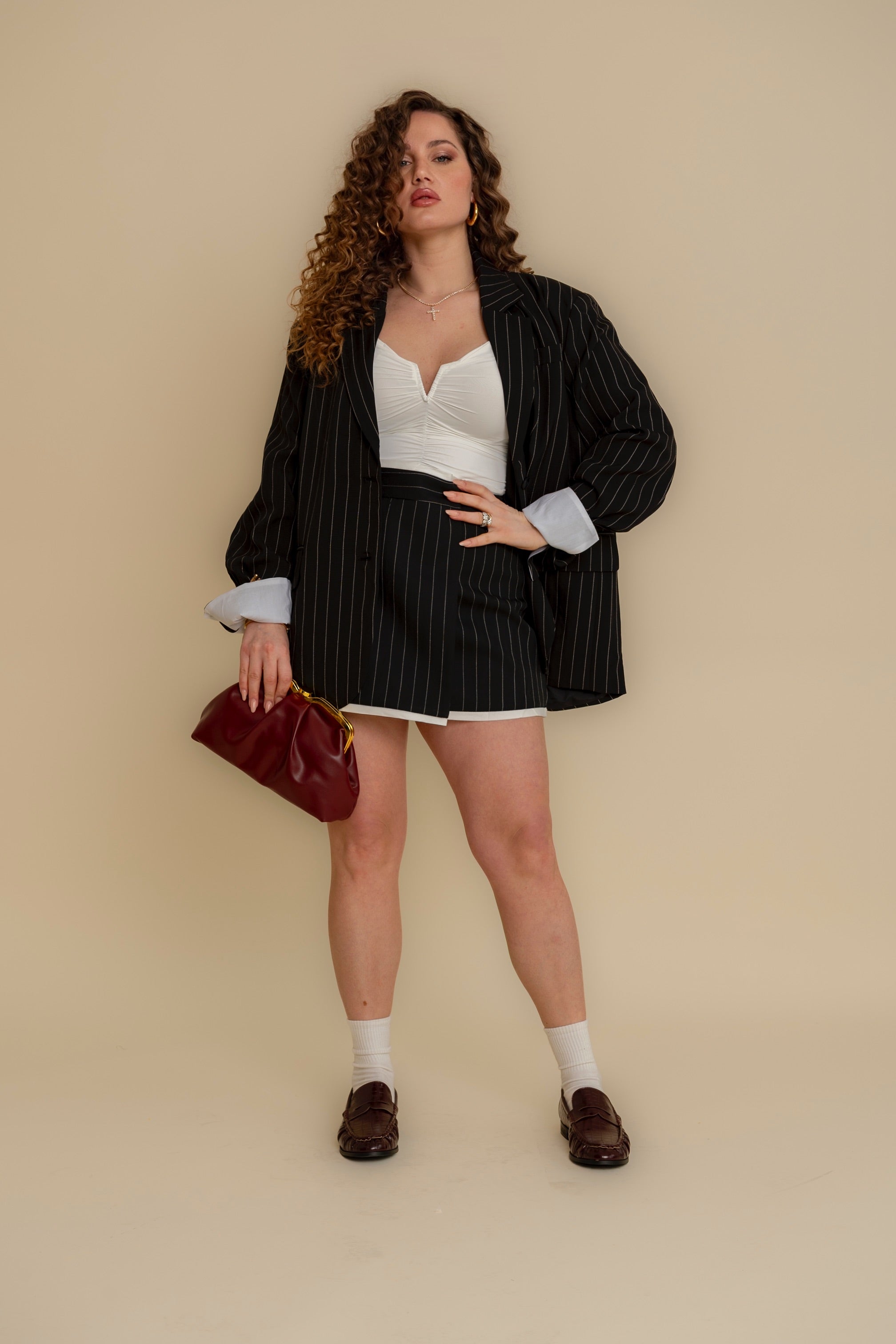 Giacca gessata oversize