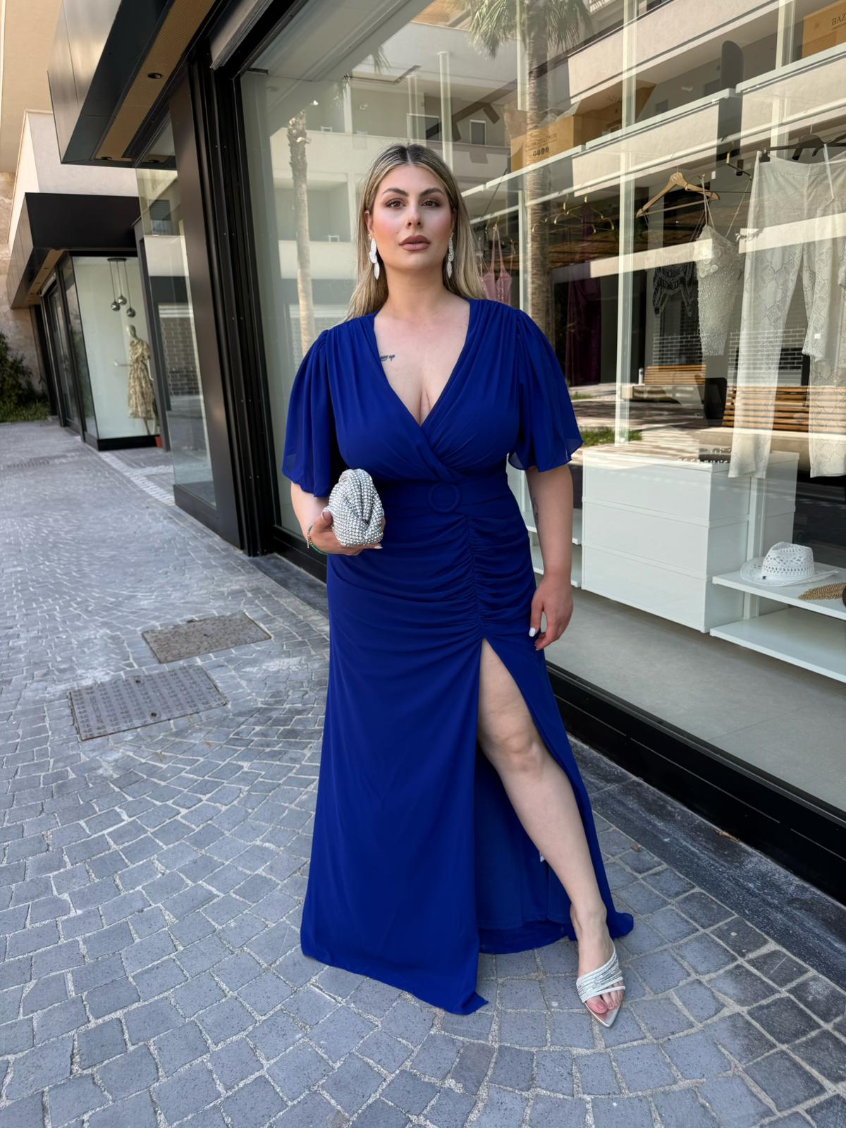 Abito cerimonia con drappeggio curvy