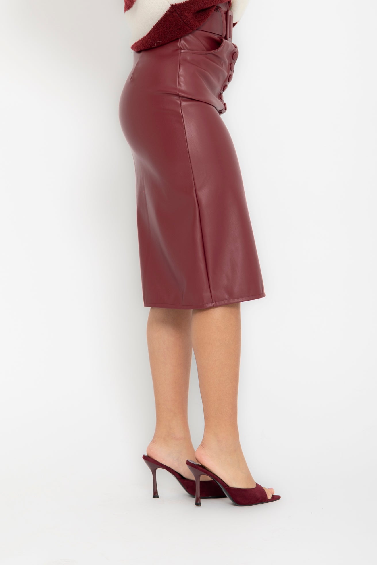 Longuette ecopelle bordeaux