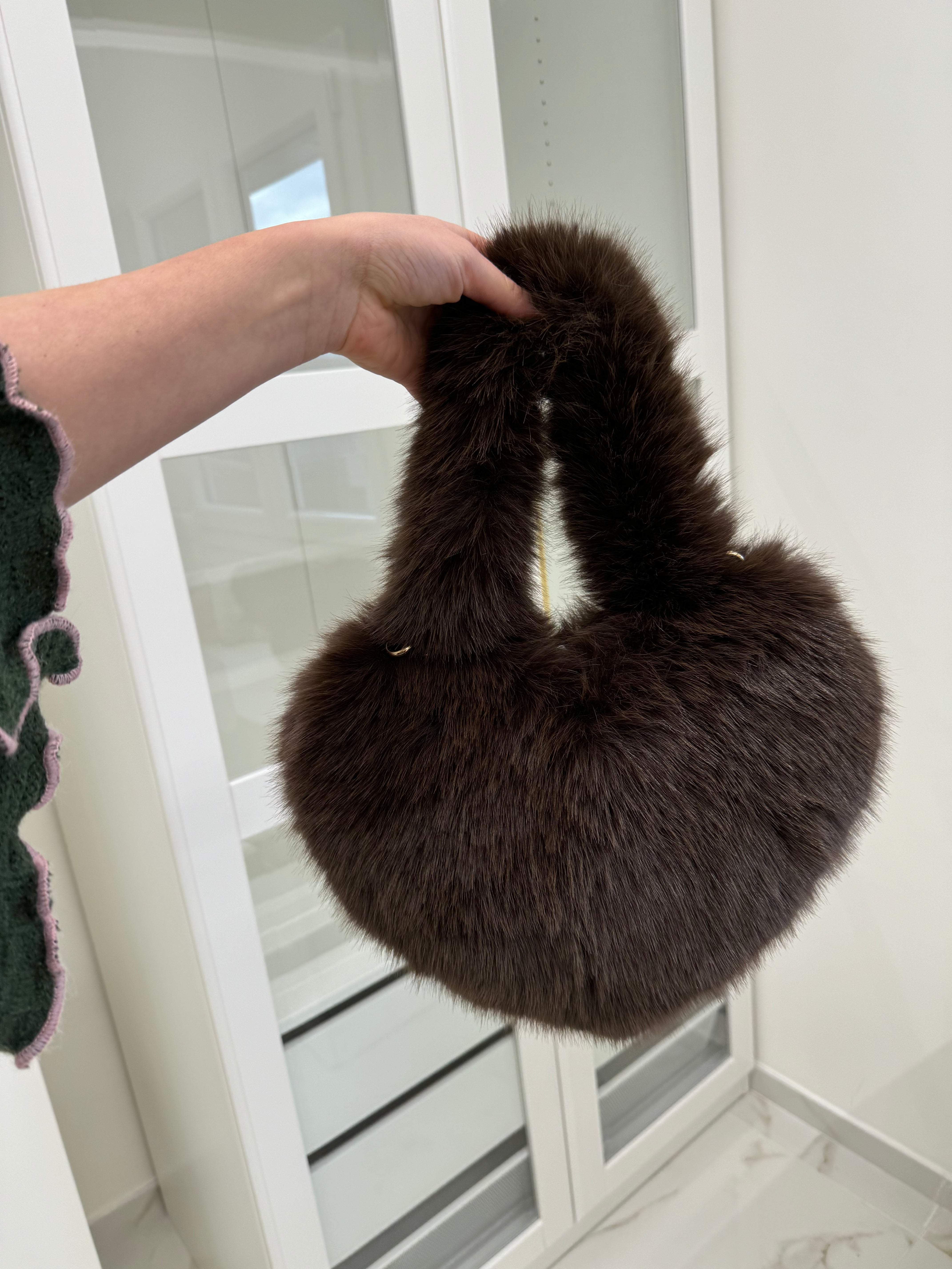 Borsa cuore pelliccia