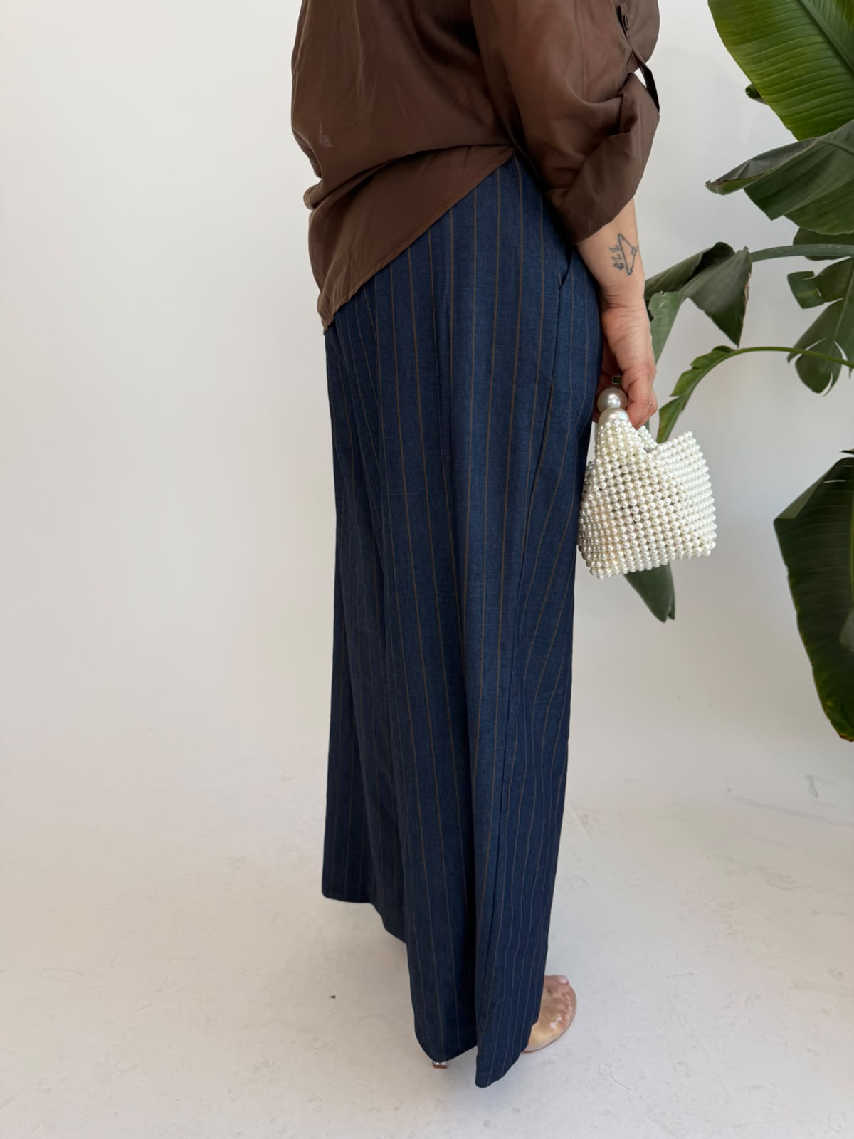 Pantalone gessato blue curvy