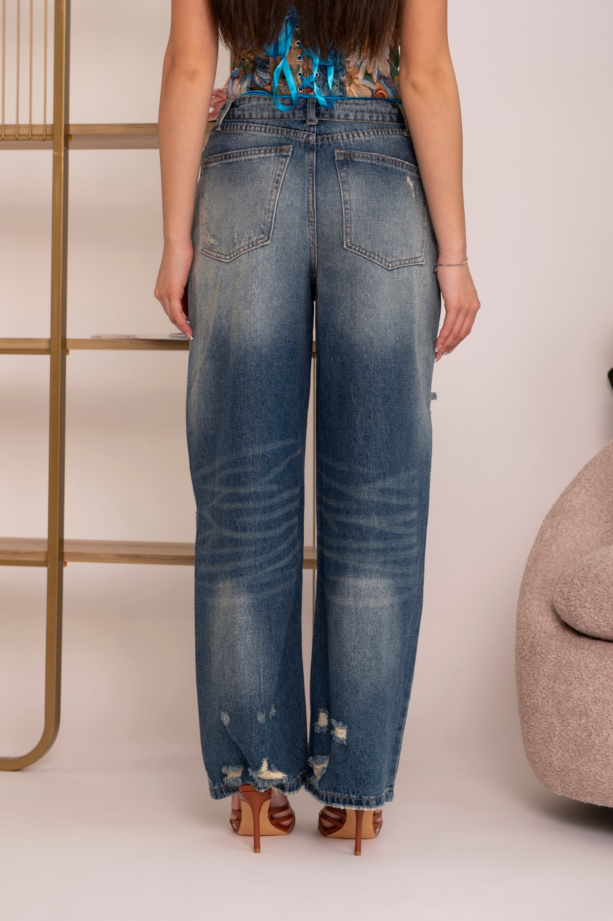 Jeans Mom Fit con risvolto