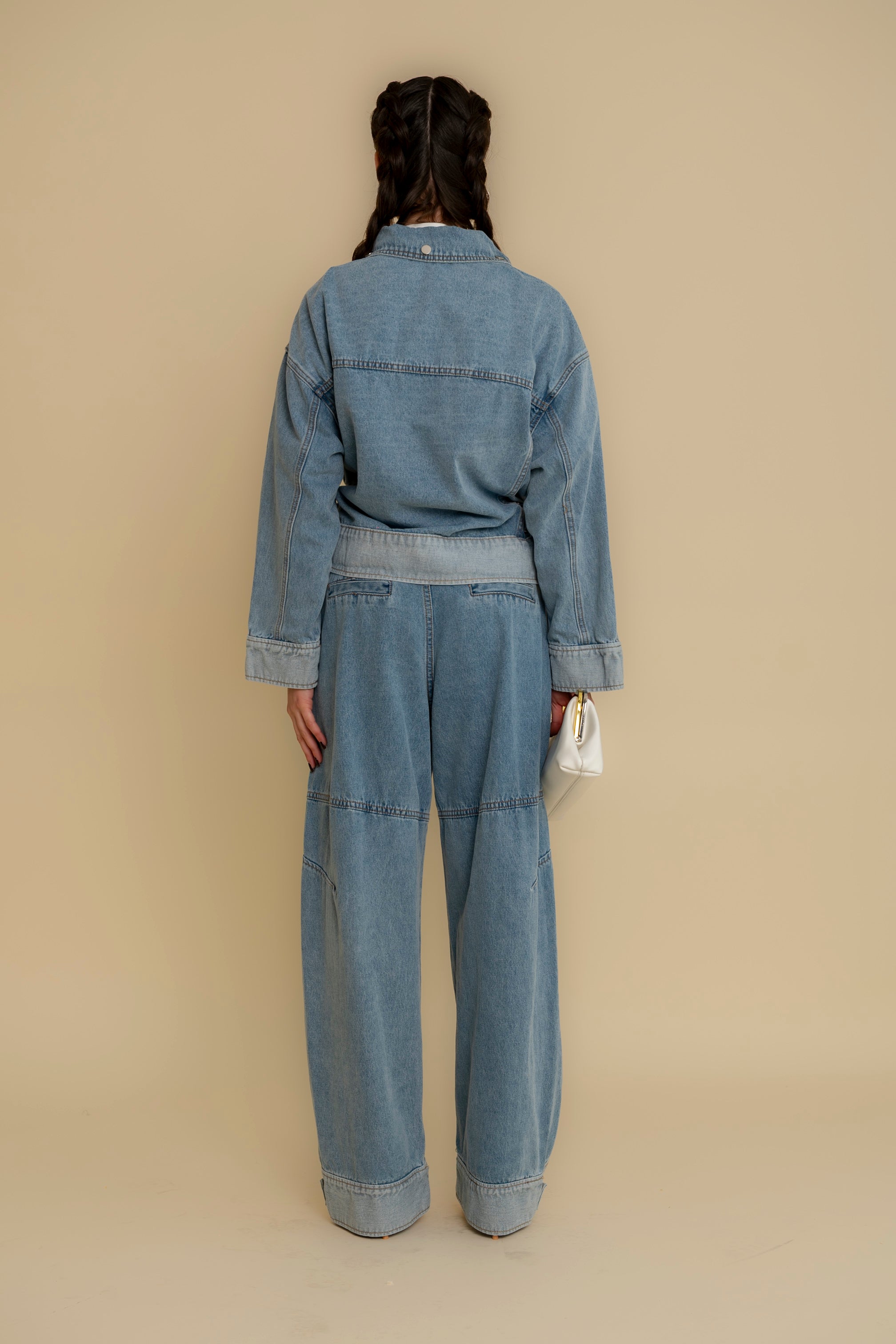 Cordset denim con arriccio in vita