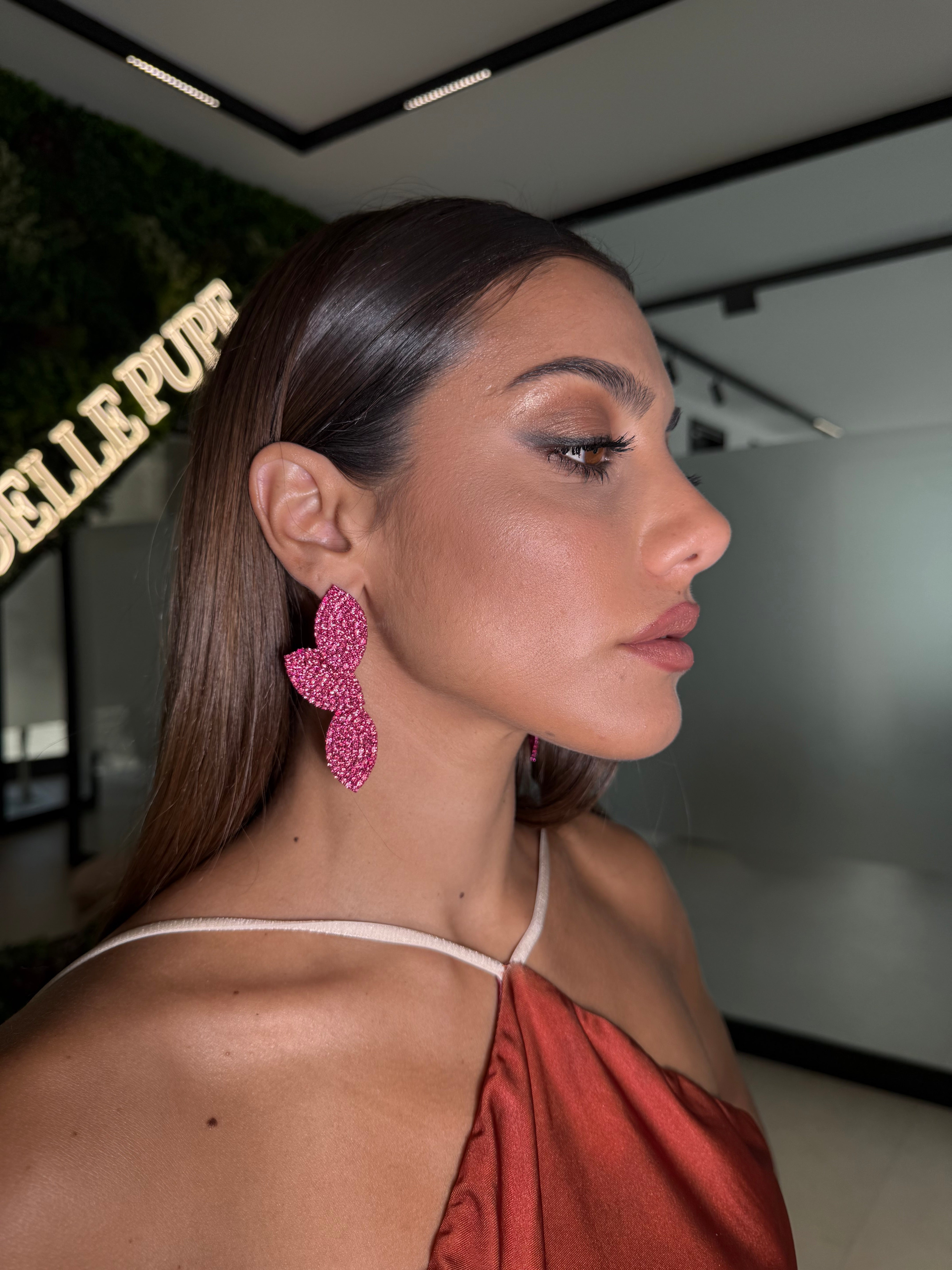 Orecchini foglia strass