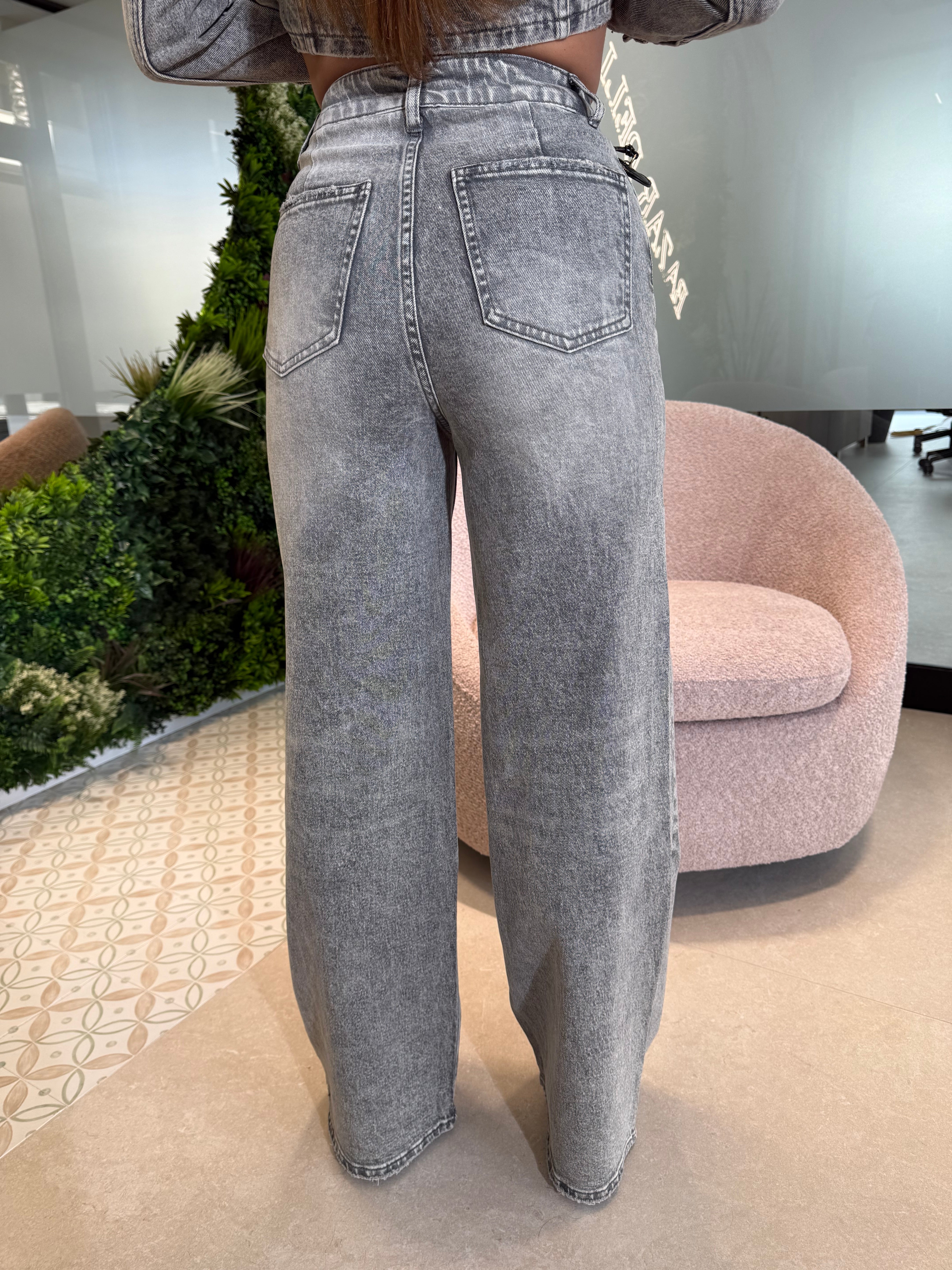 Jeans gamba dritta grigio sfumato