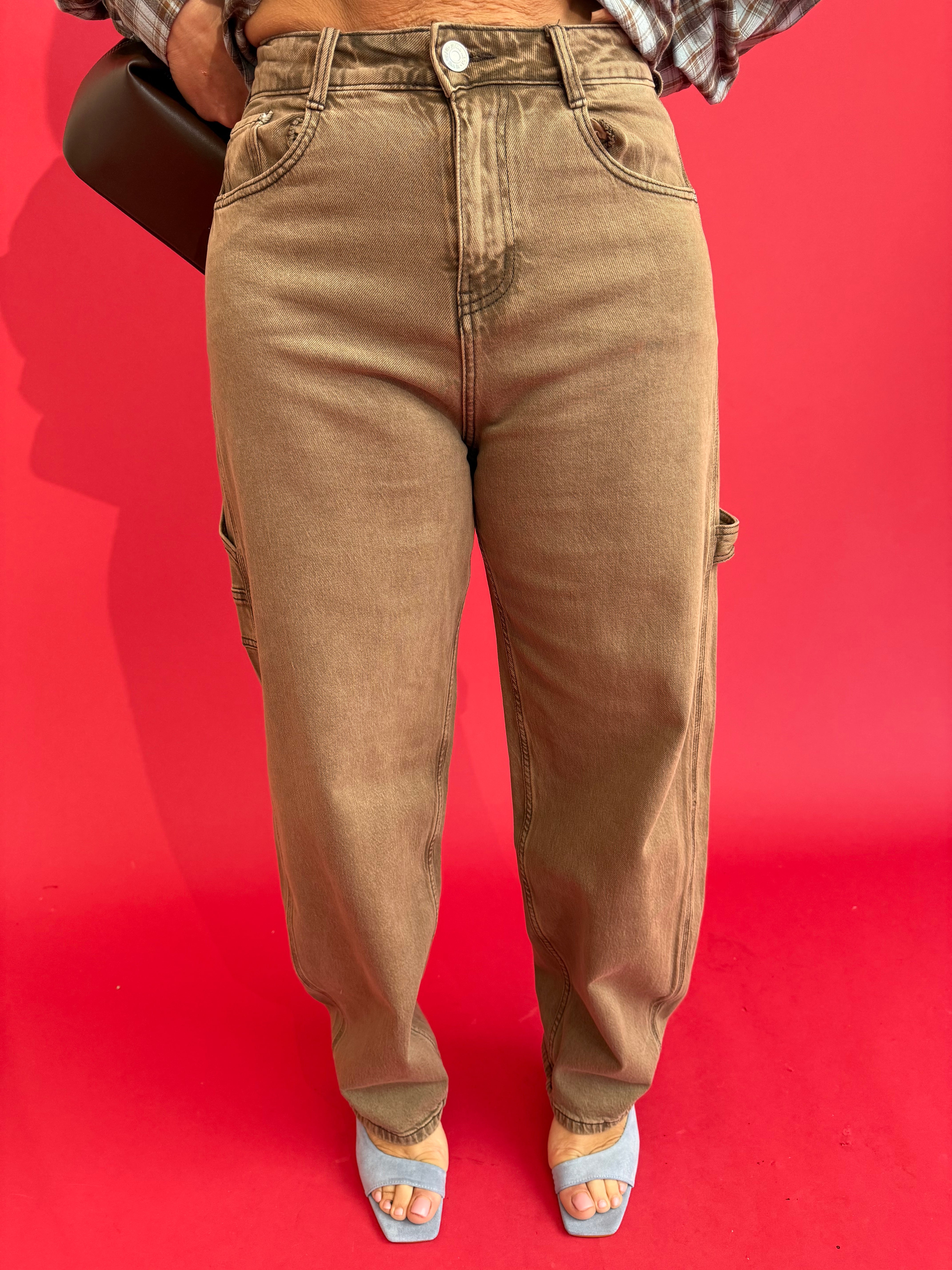 Jeans ballon marroncino curvy