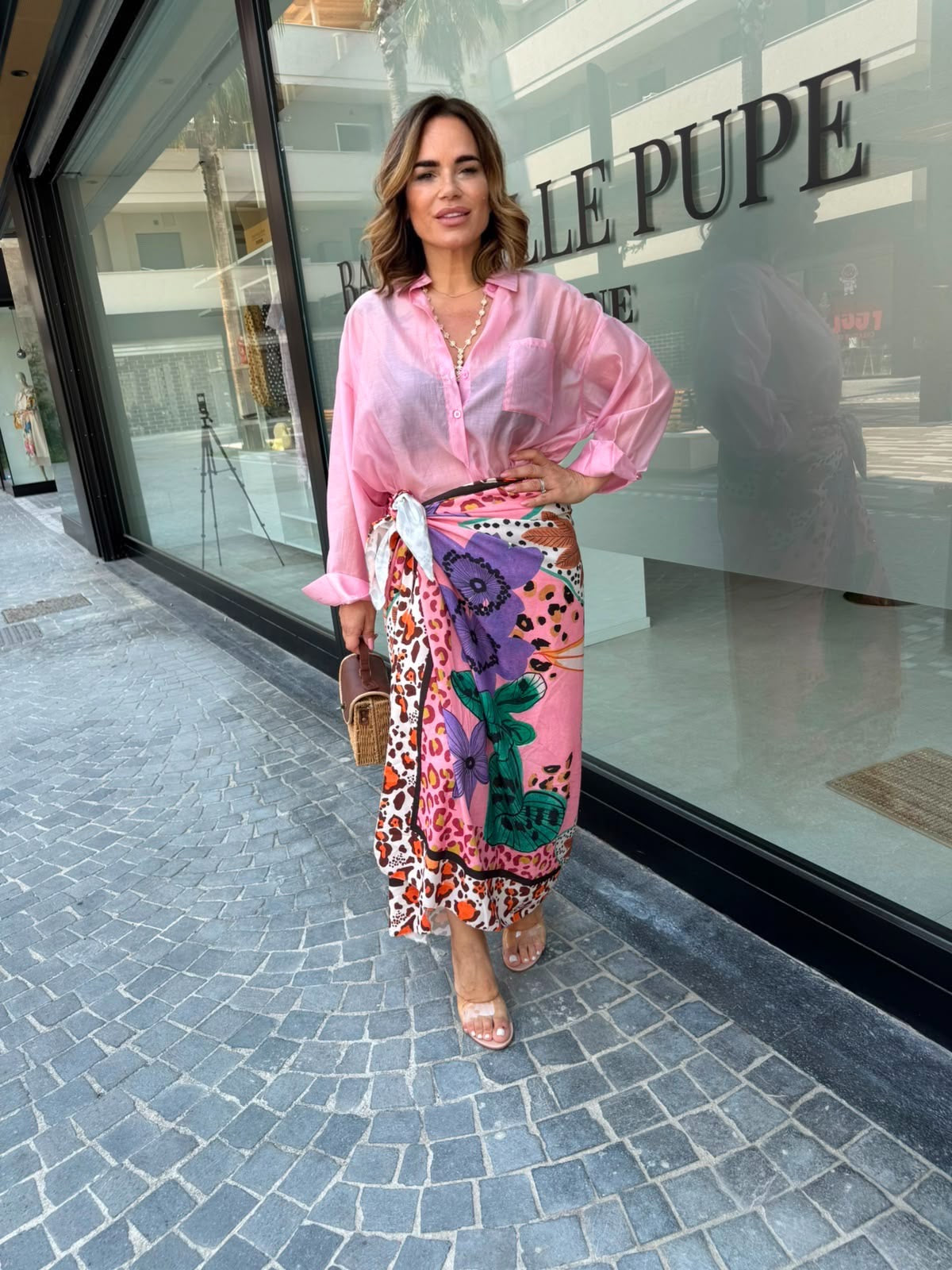 Gonna foulard tiger pink