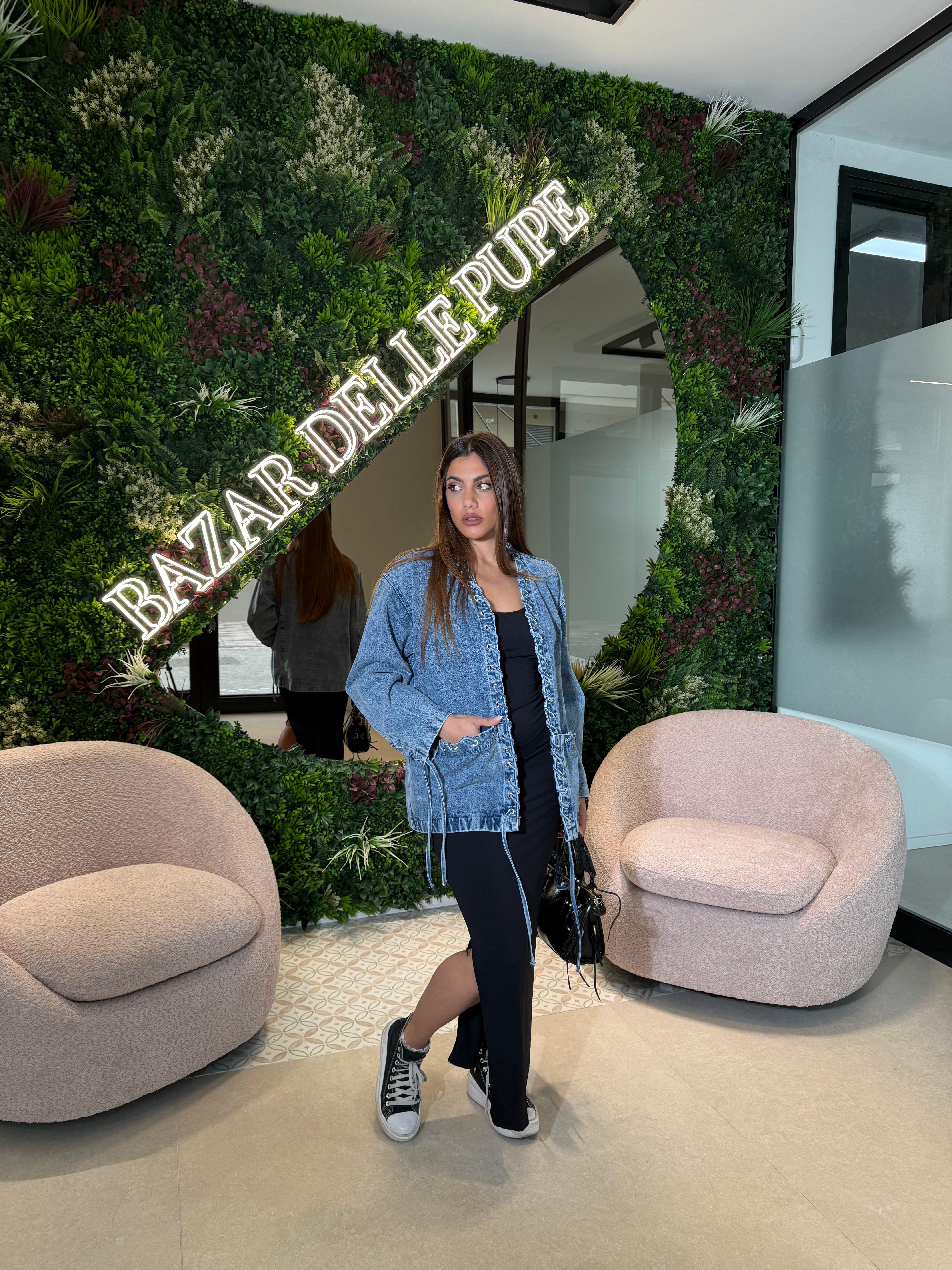 Giacca denim con lacci