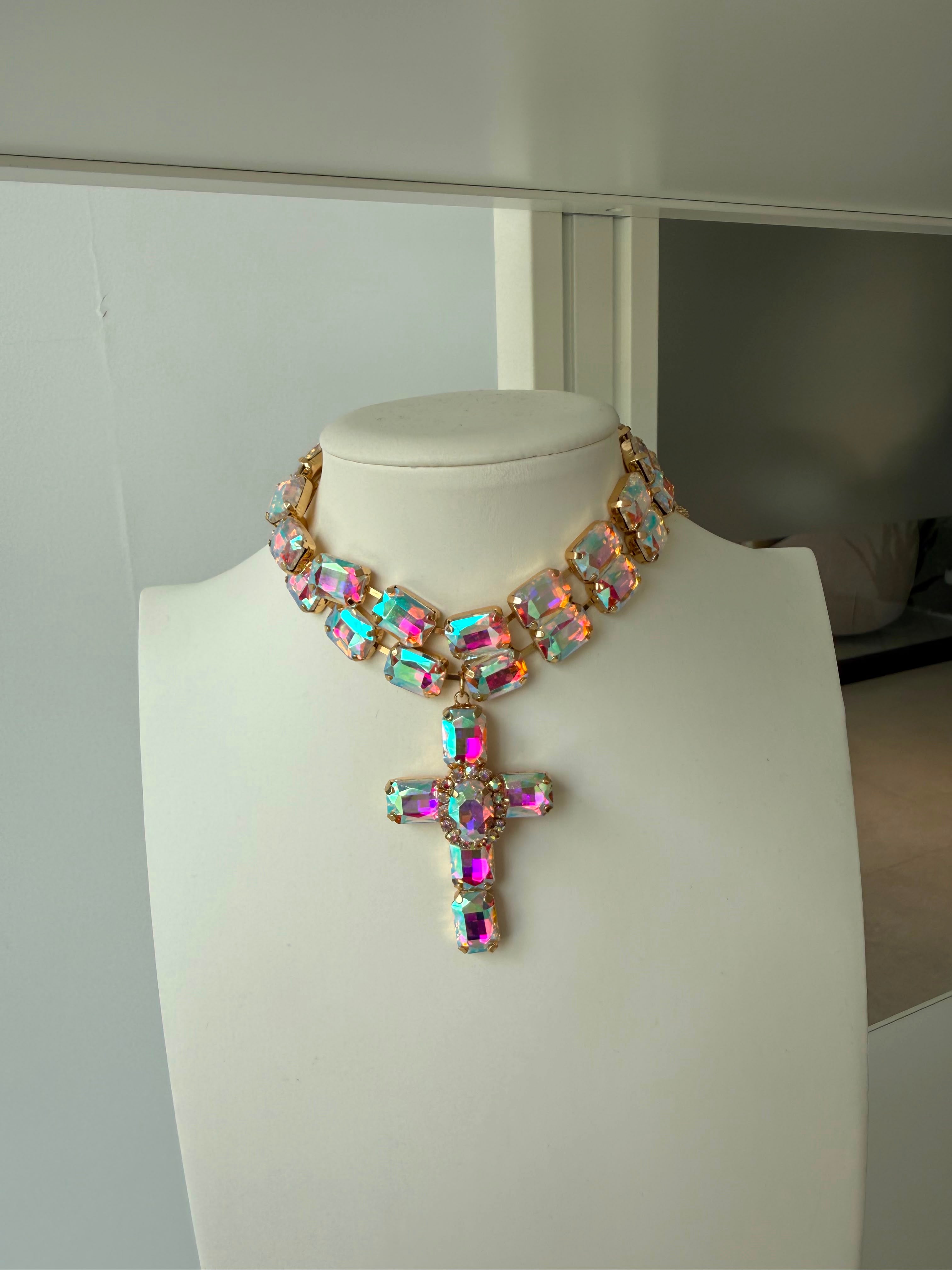 Collana due giri croce