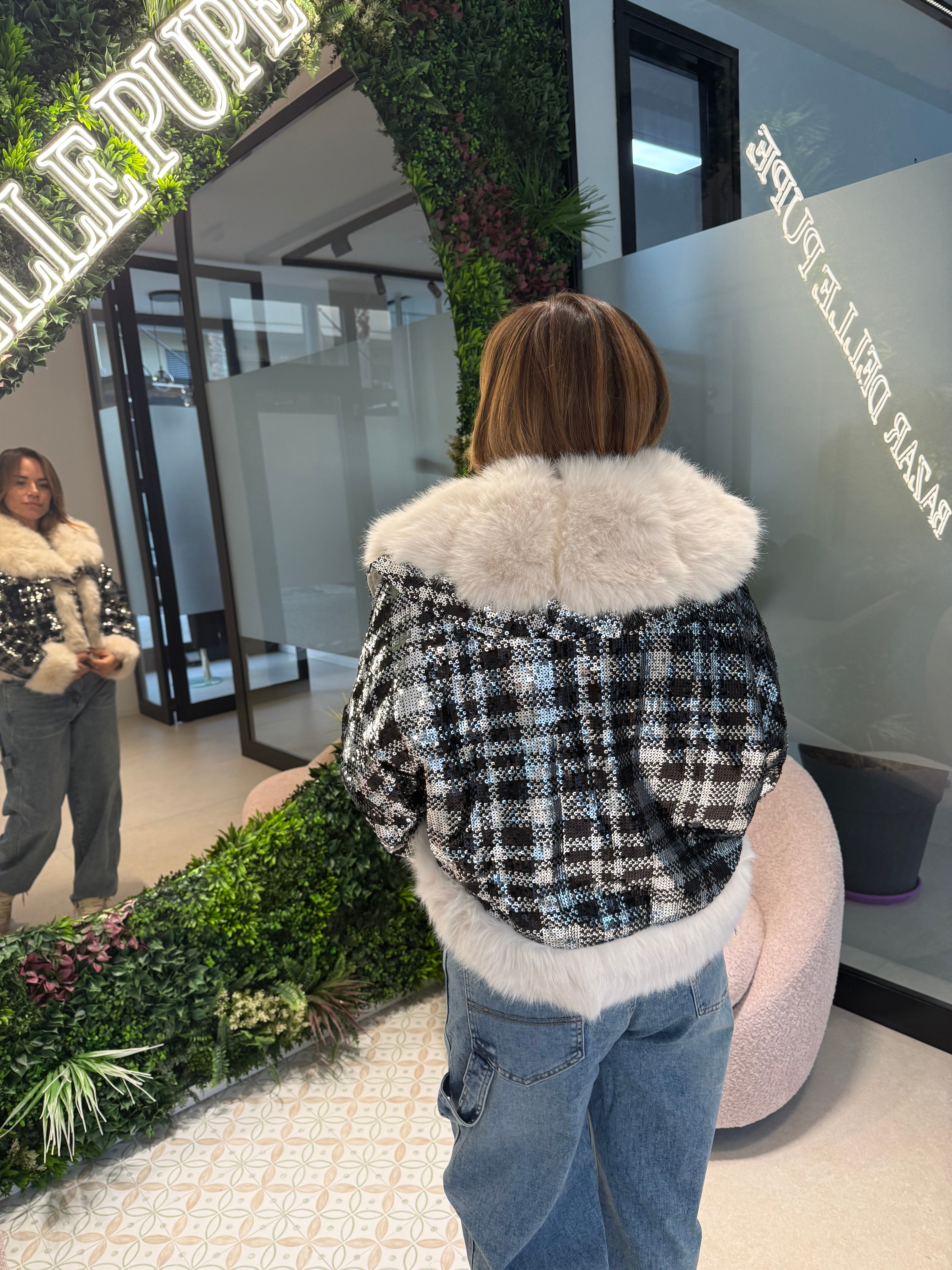 Pelliccia corta paillettes