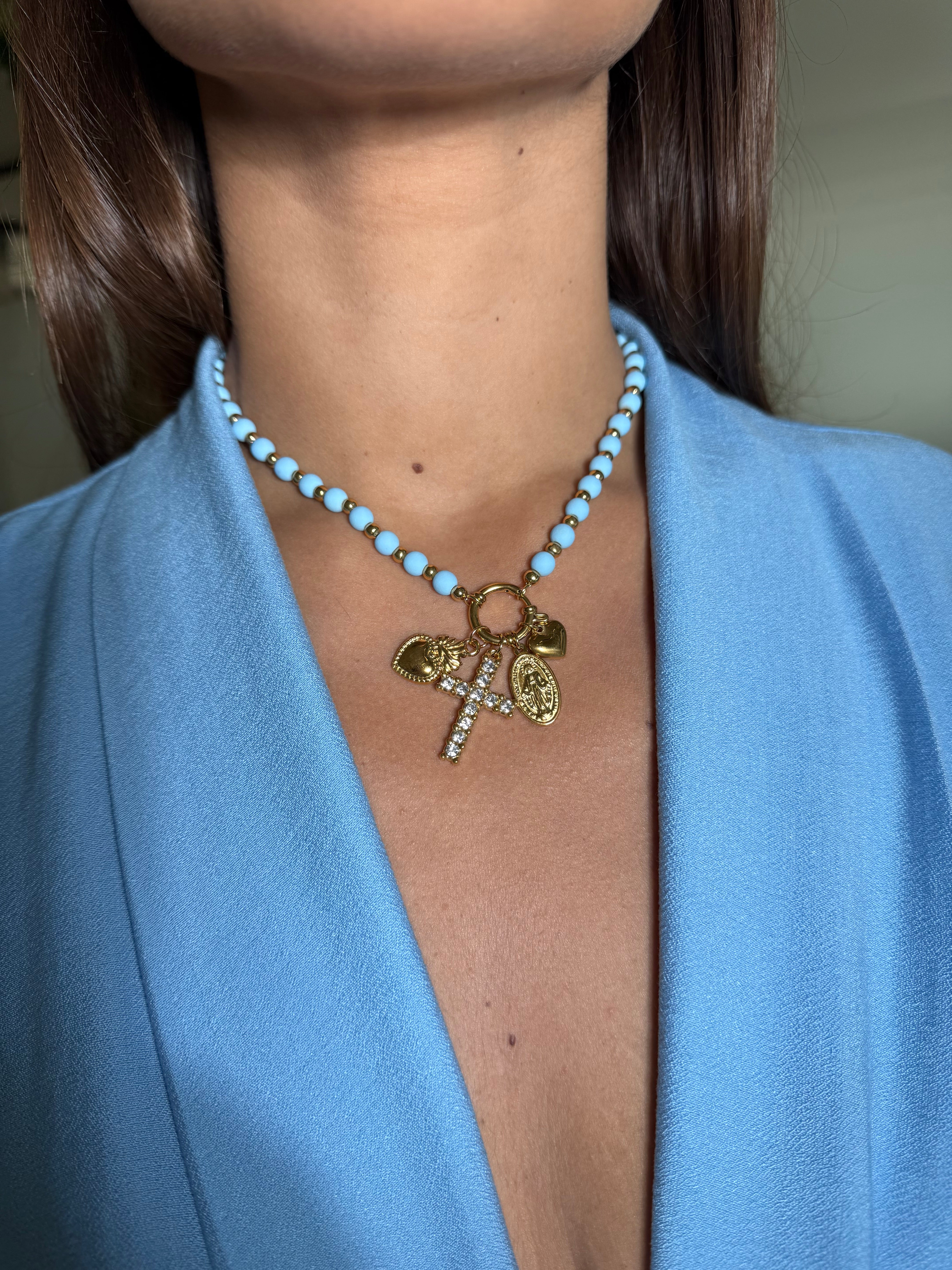 Collana perle celeste