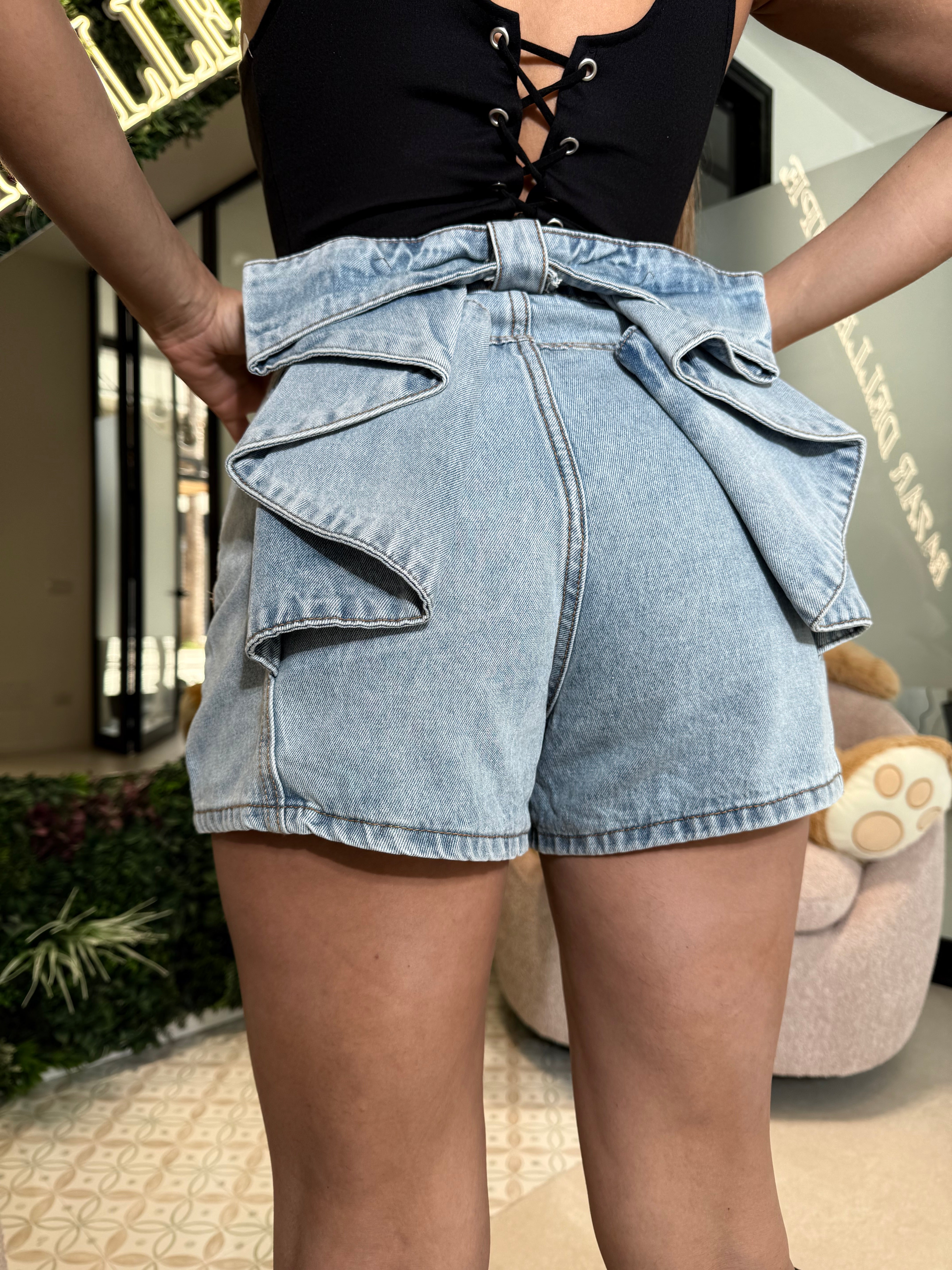 Pantaloncino denim fiocco