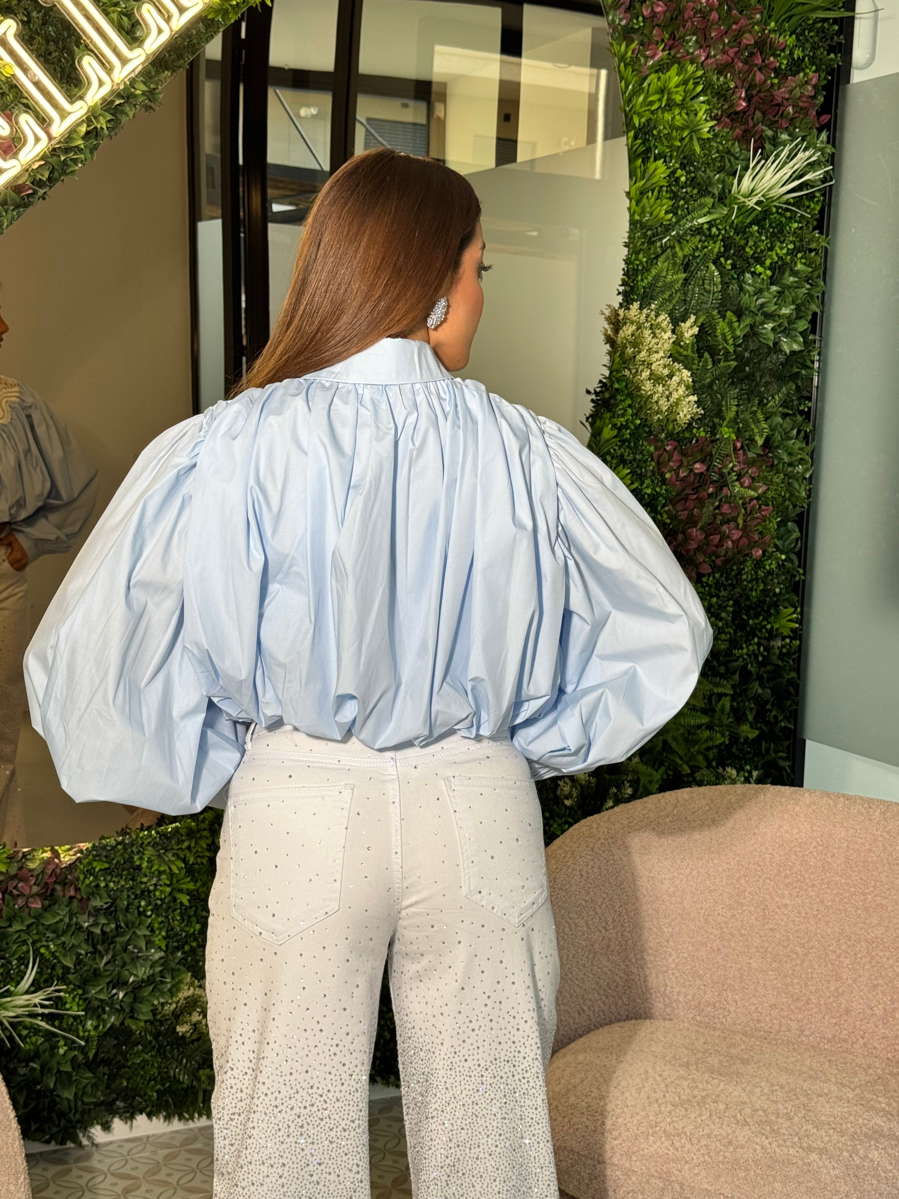 Camicia palloncino con ricami