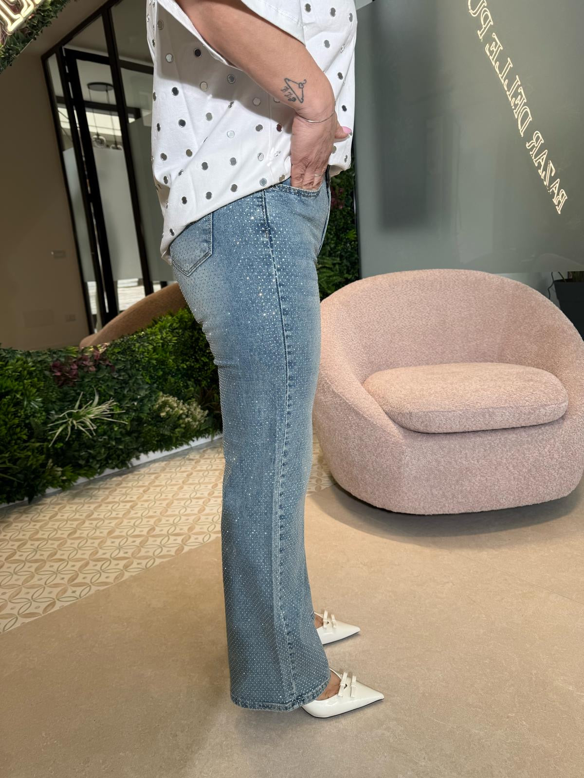Jeans full strass curvy
