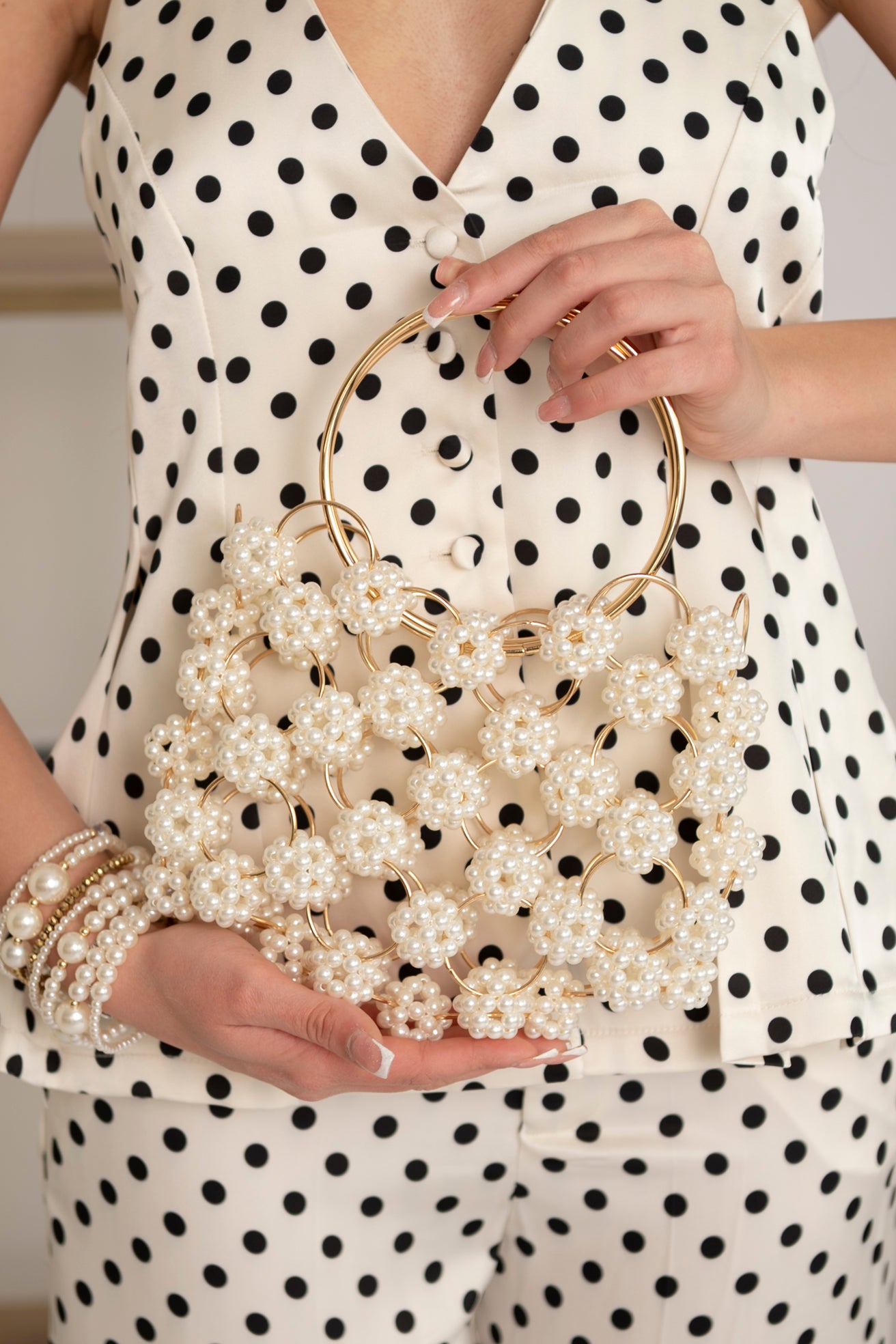 Borsa fiori perle