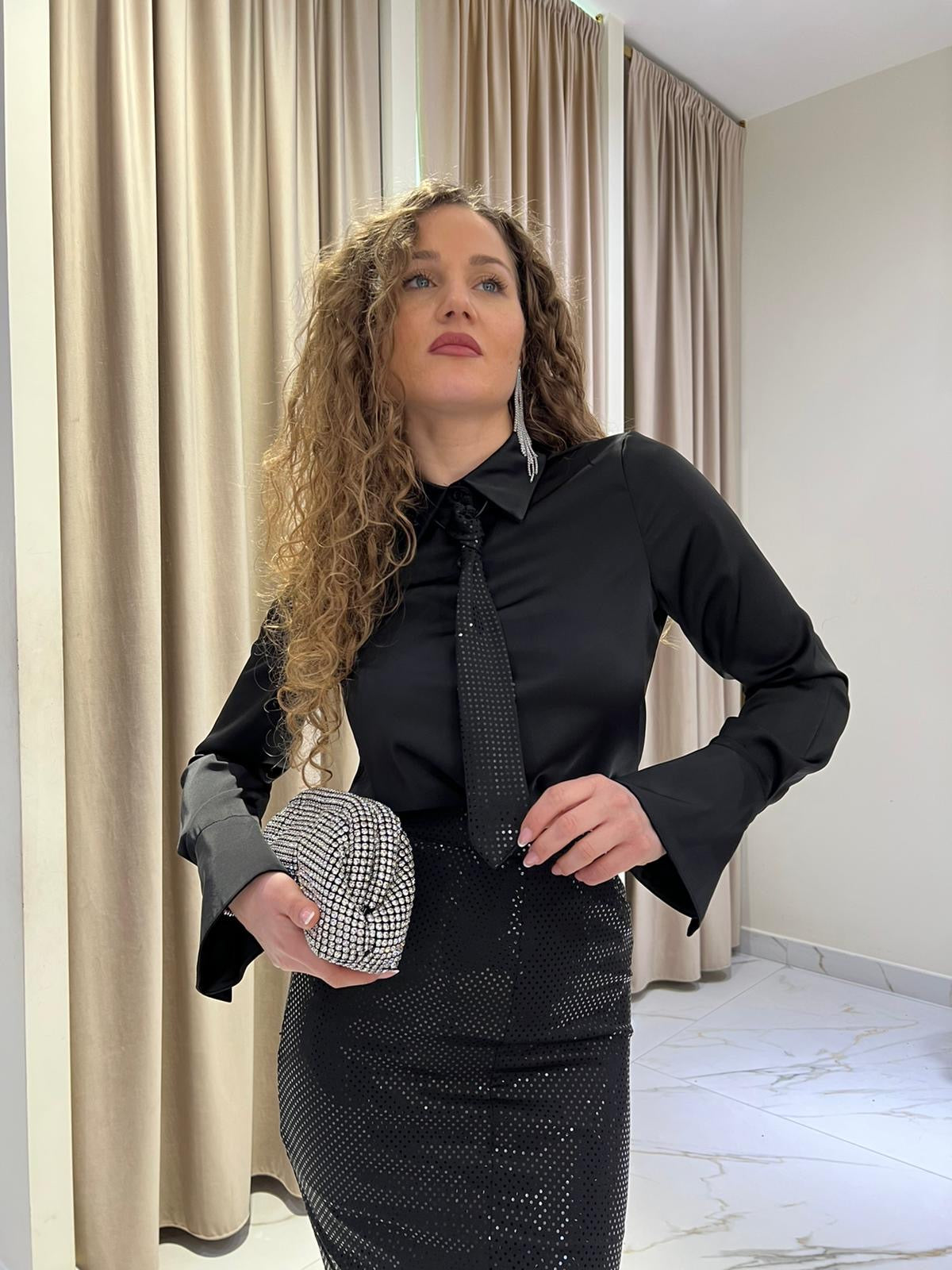 Cordset gonna e camicia strass