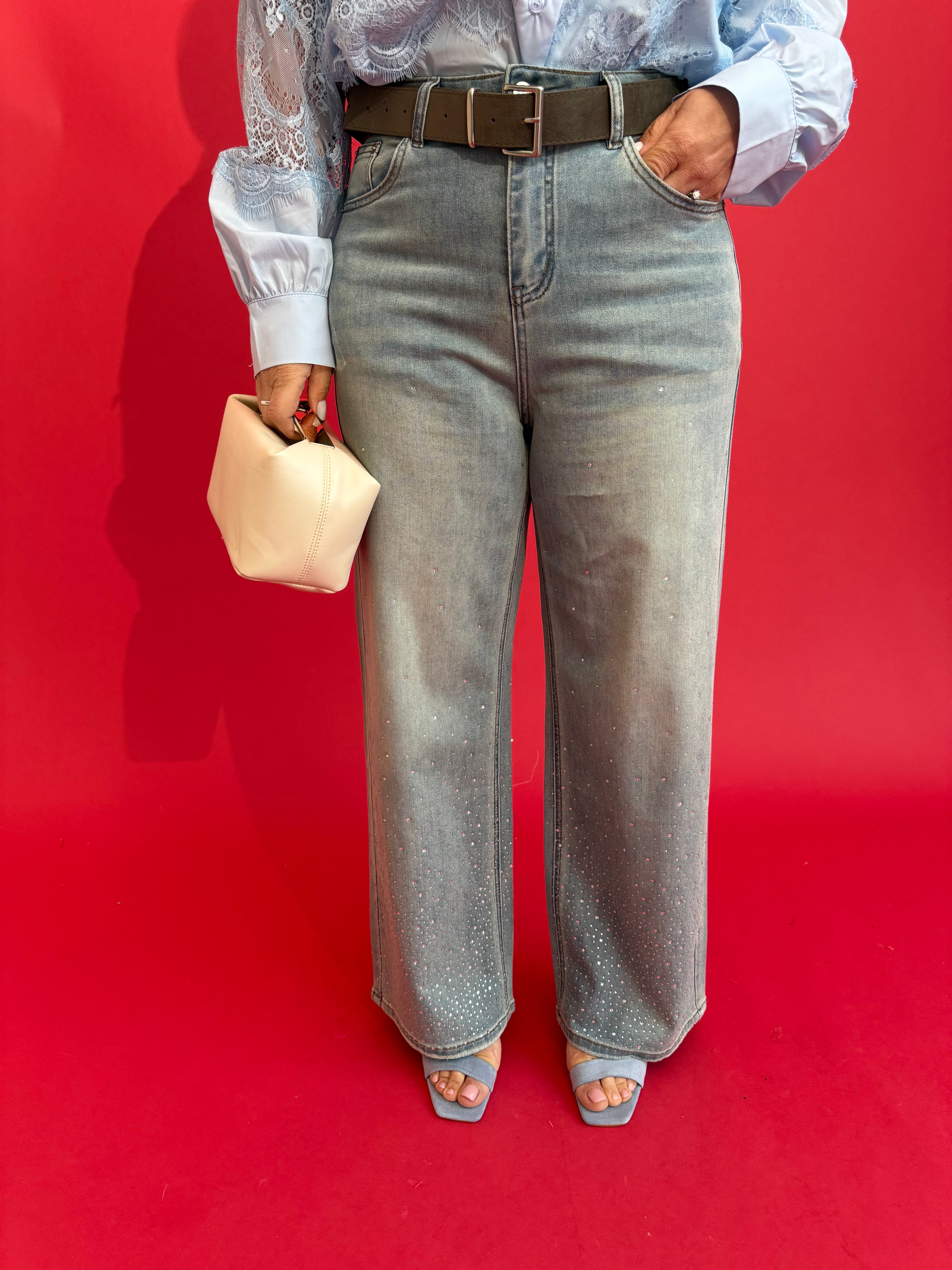 Jeans con sfumatura strass curvy