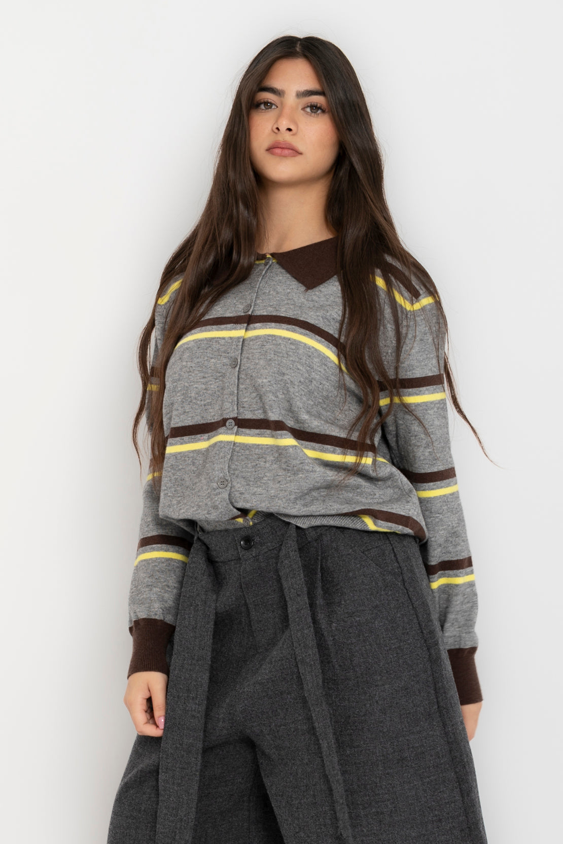 Maglia a righe brown/yellow