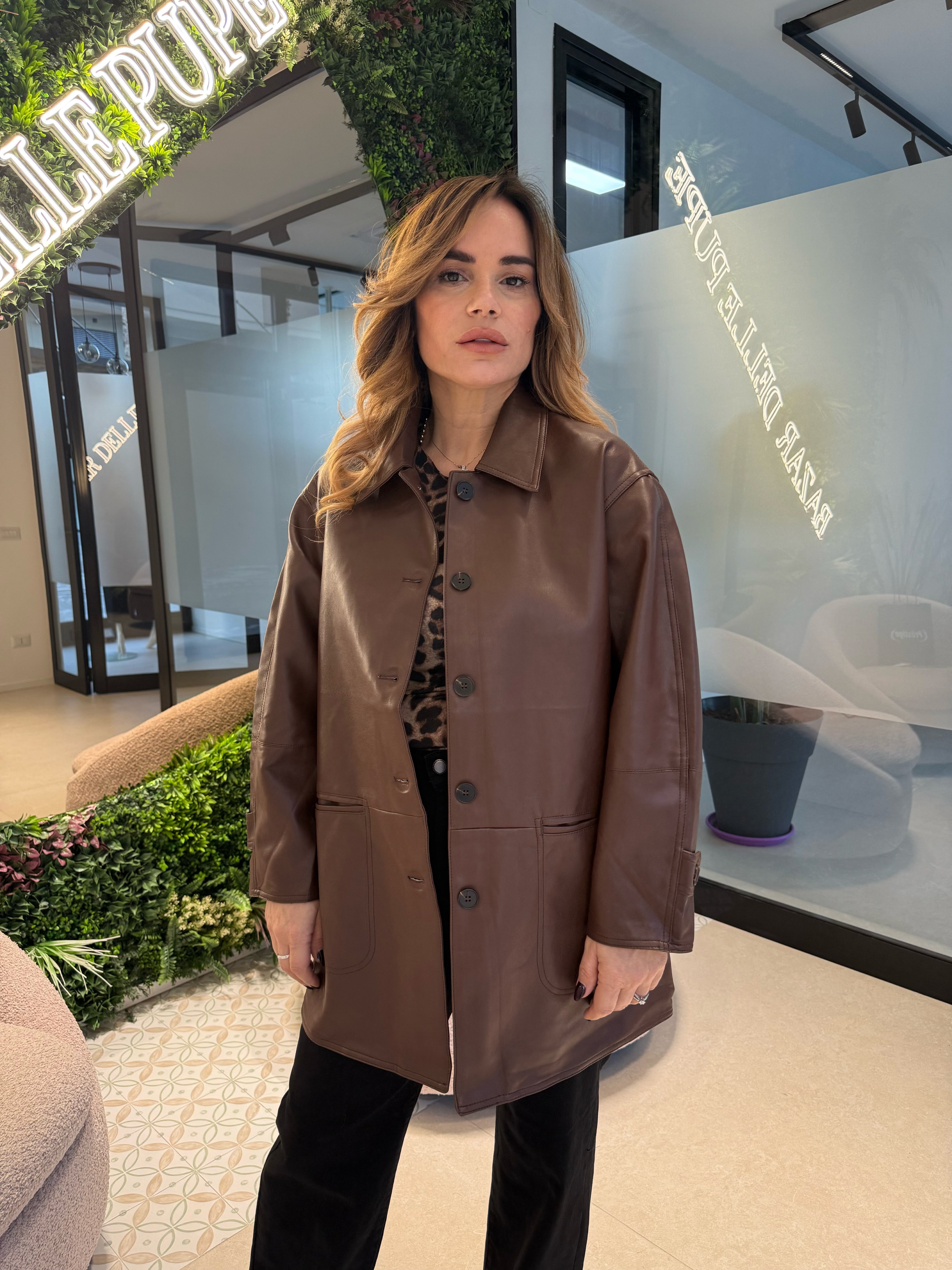 Giacca oversize in ecopelle