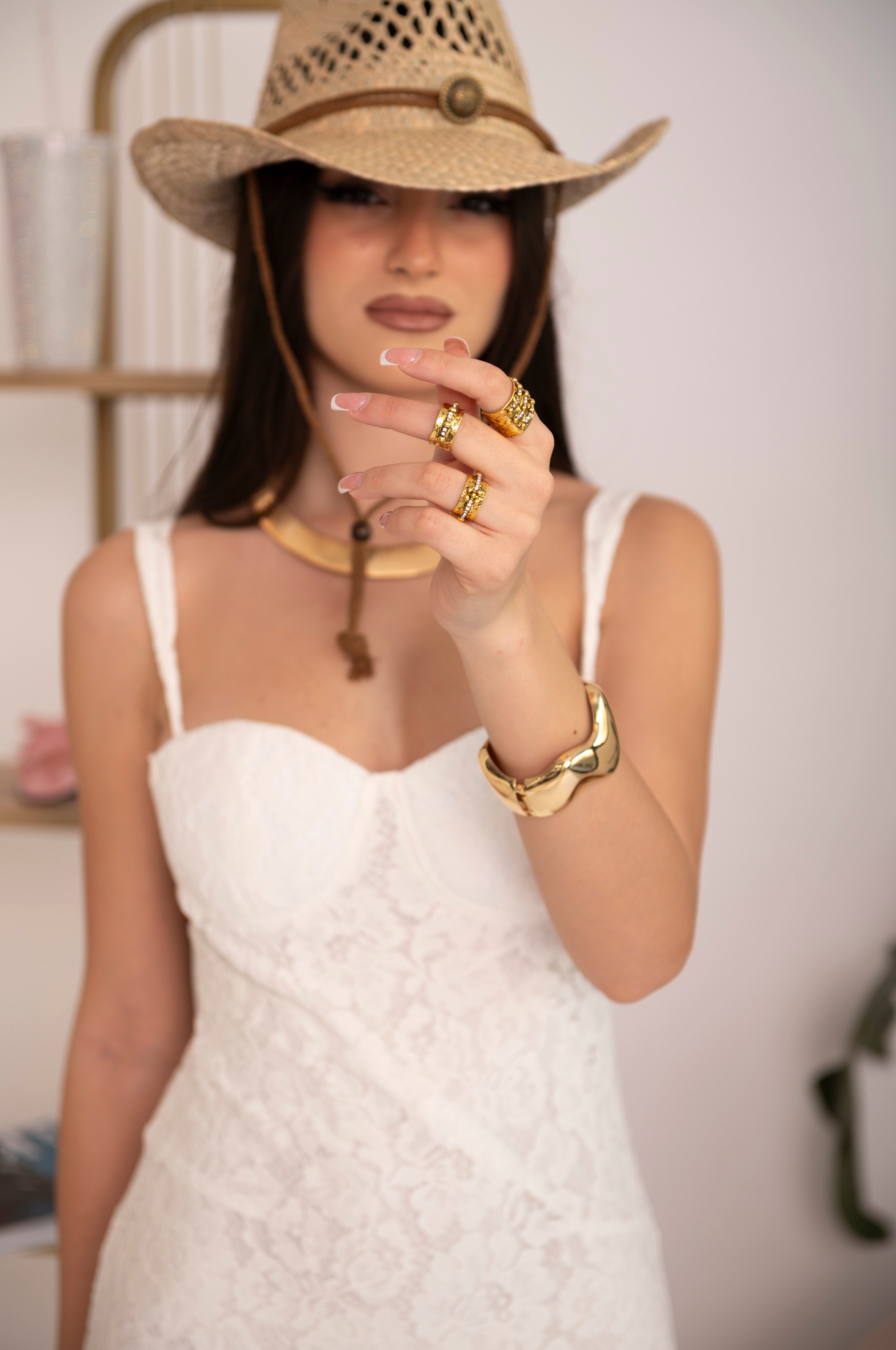 Set anelli gold e strass