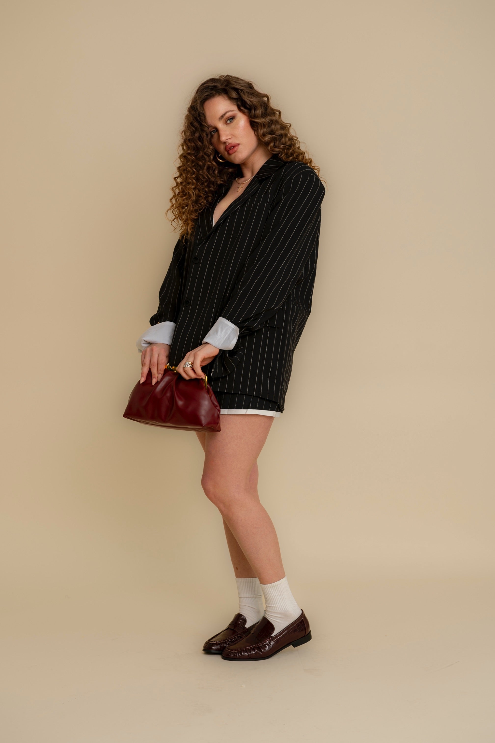 Giacca gessata oversize