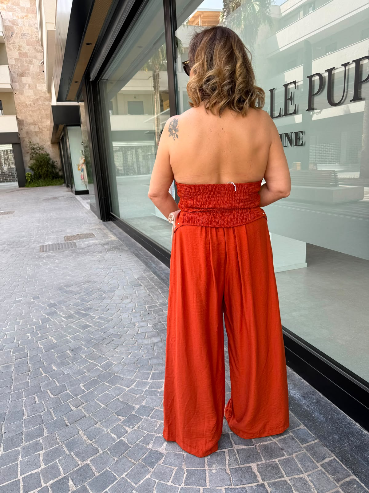 Cordset in lino a fascia con borchie curvy