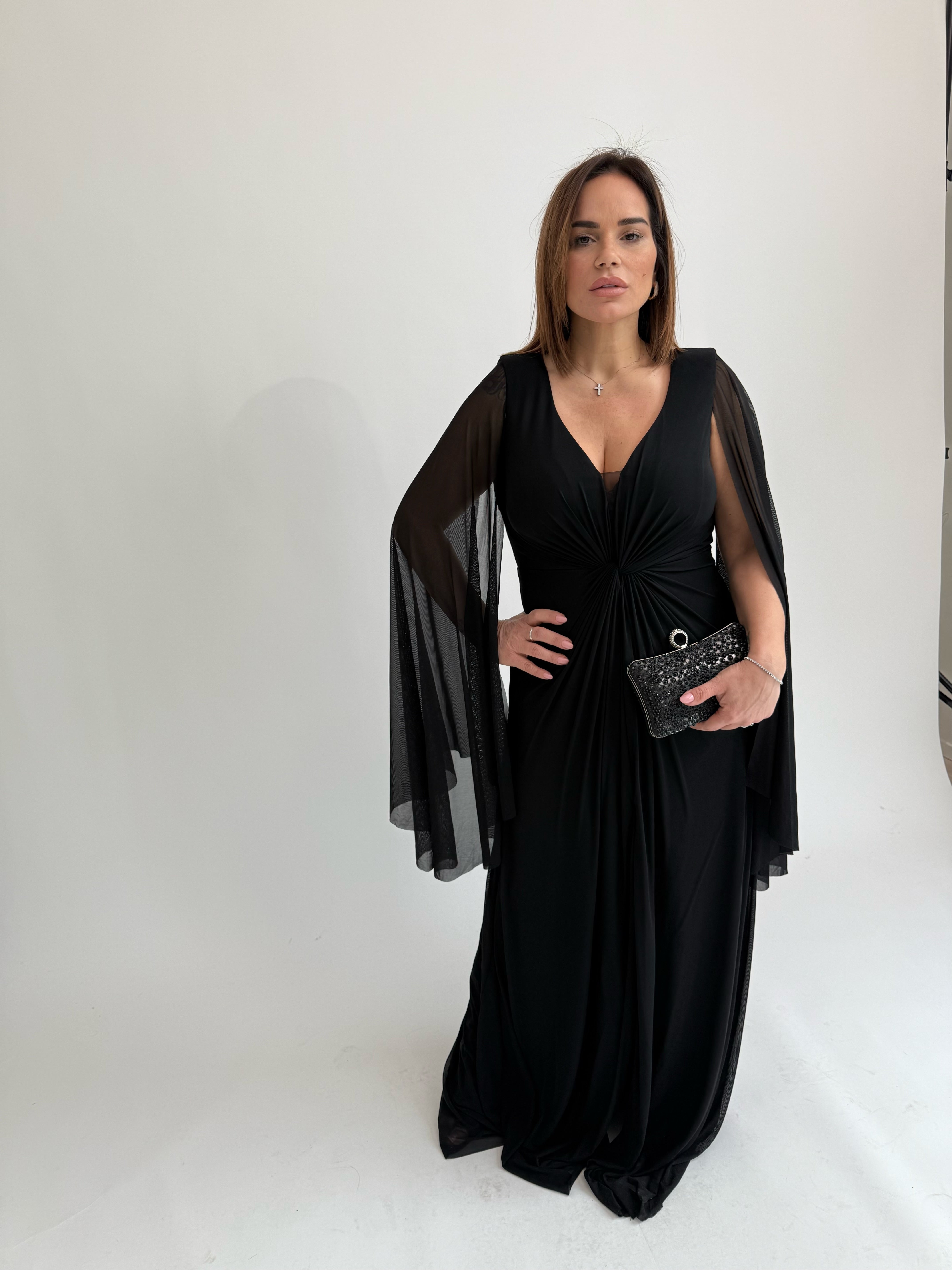 Abito cerimonia con maniche velate curvy