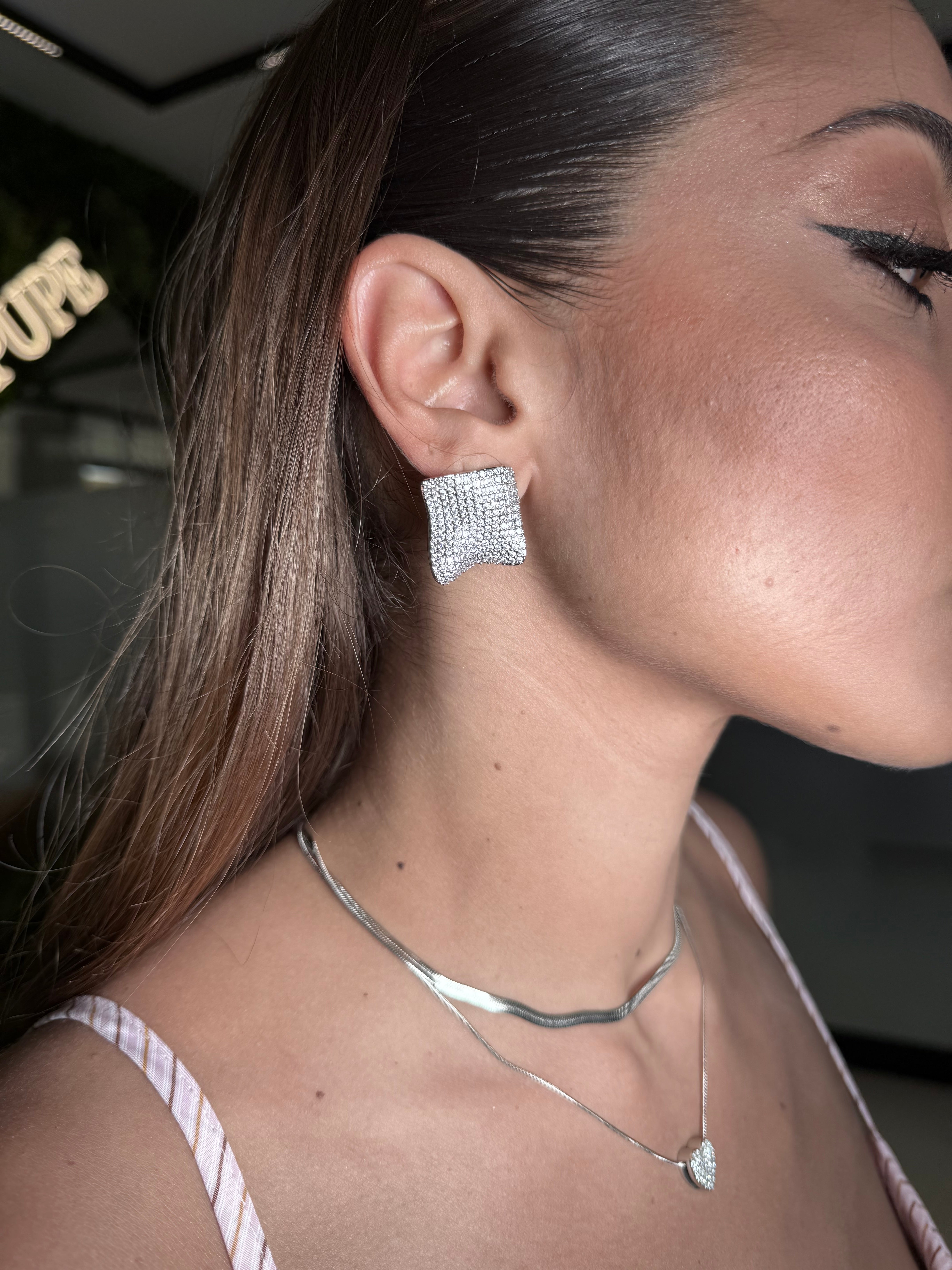 Orecchini quadrati strass
