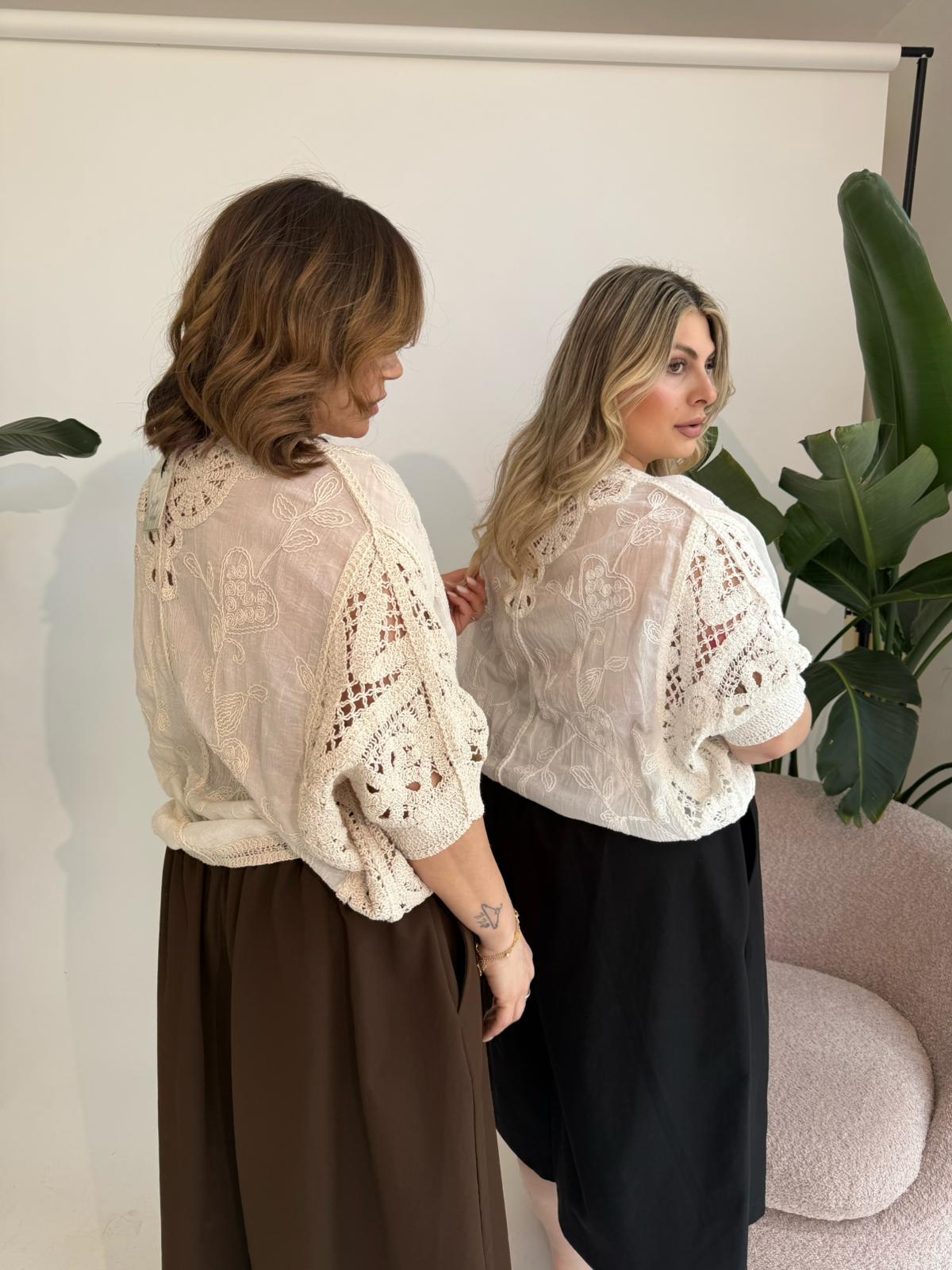 Cardigan mezza manica in filo curvy