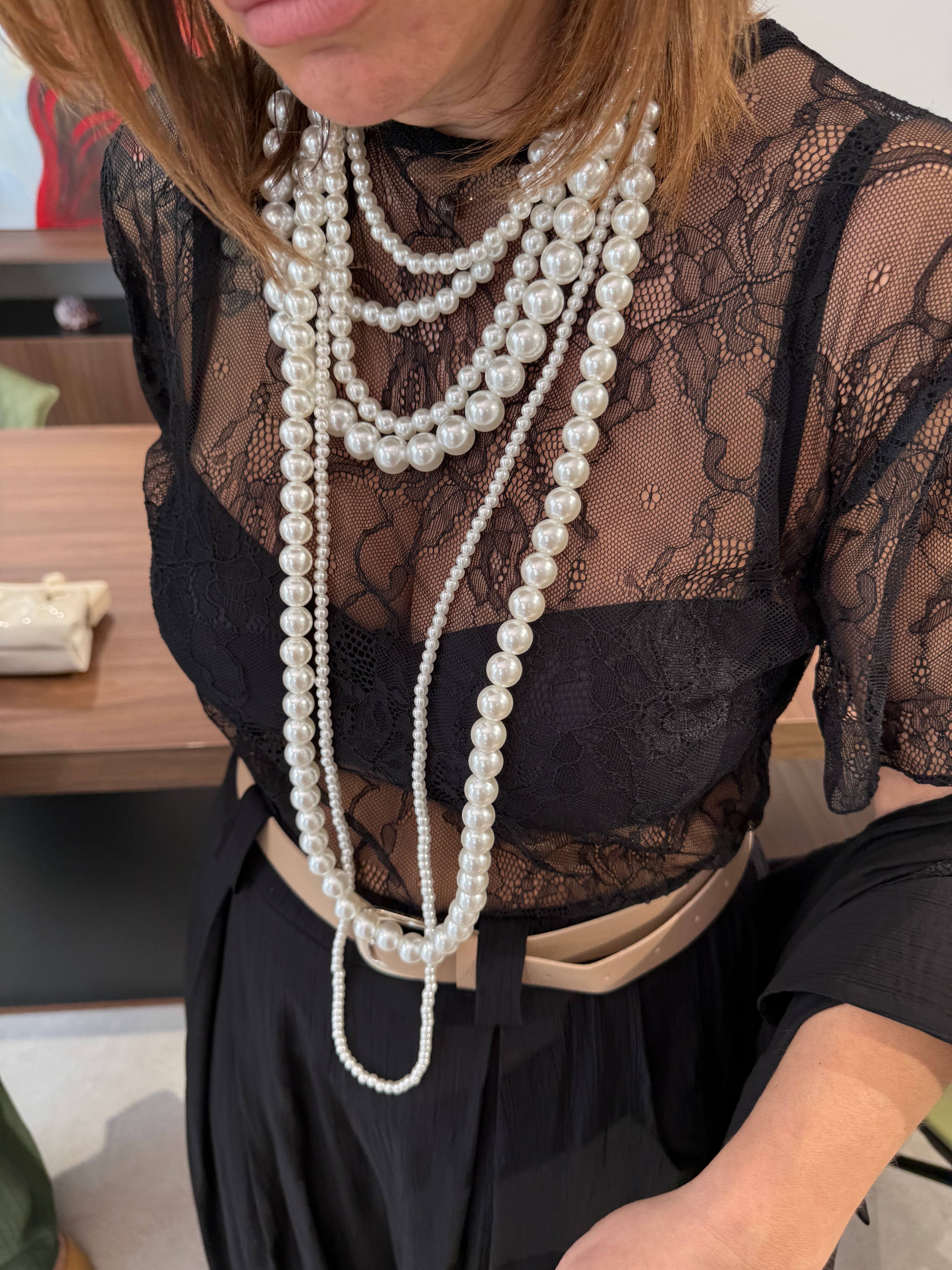 Collana fili pendenti in perle