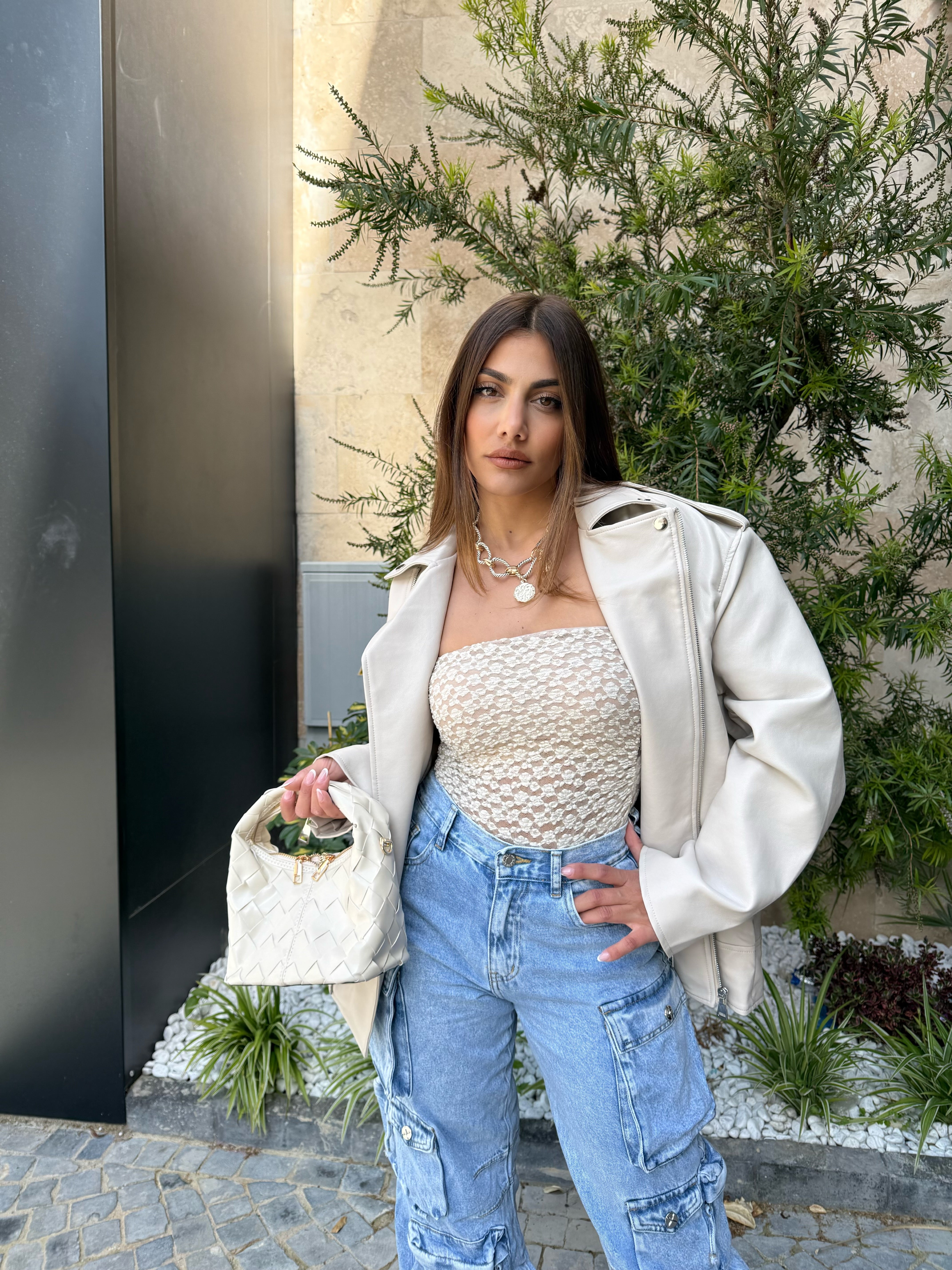 Chiodo ecopelle beige