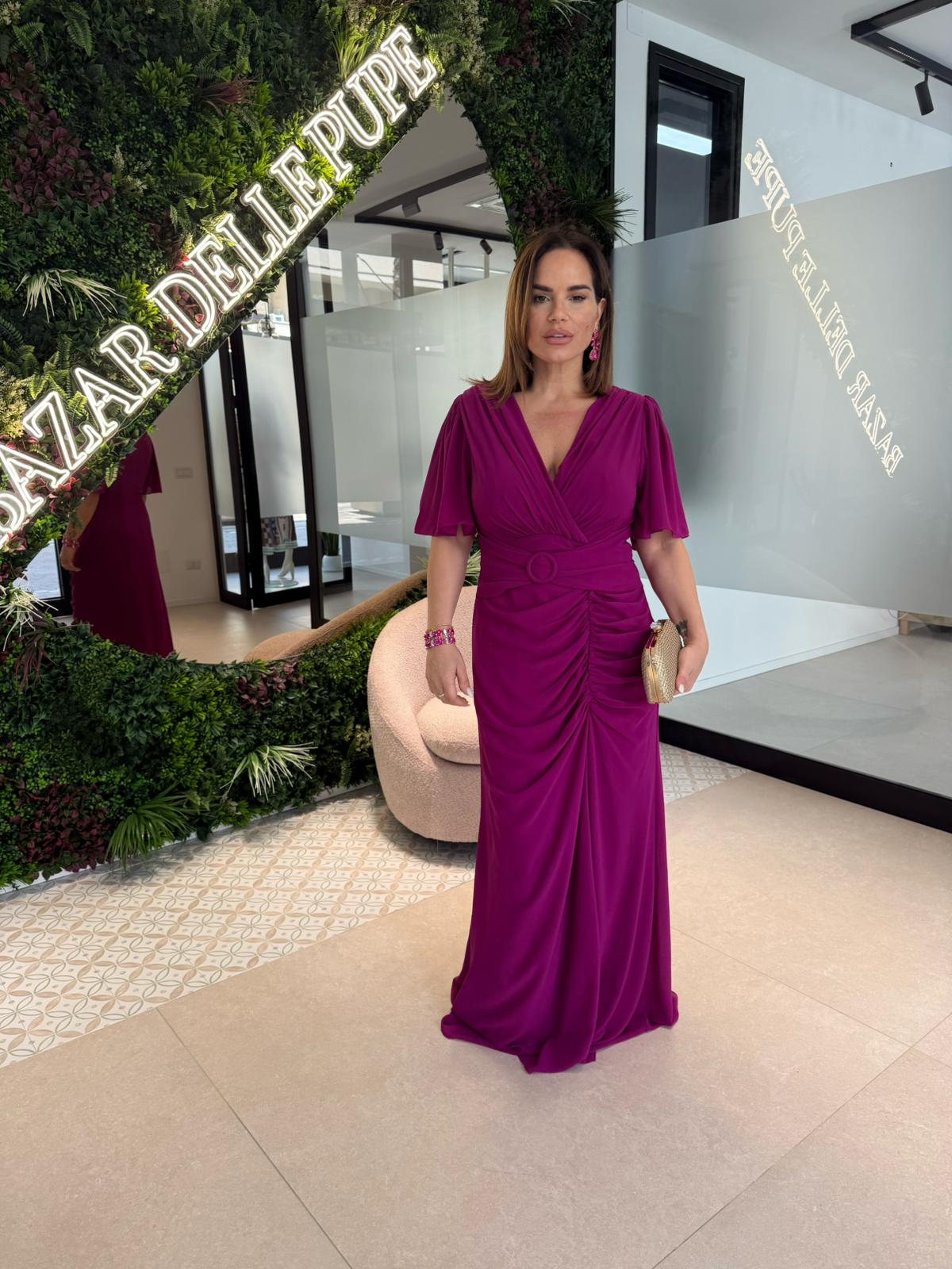 Abito cerimonia con drappeggio curvy
