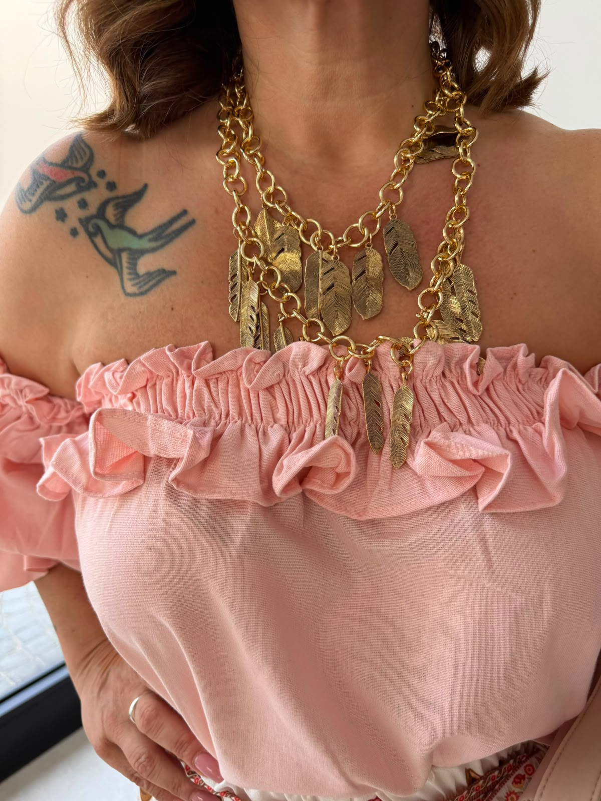 Collana piume gold
