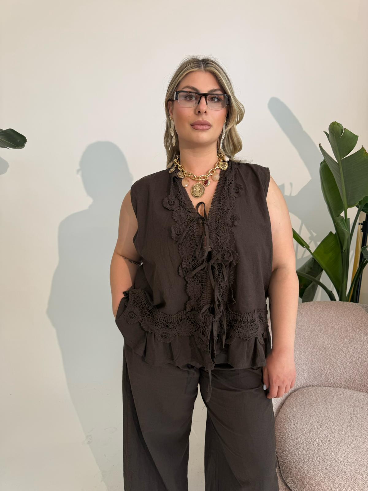 Cordset misto lino con merletto curvy
