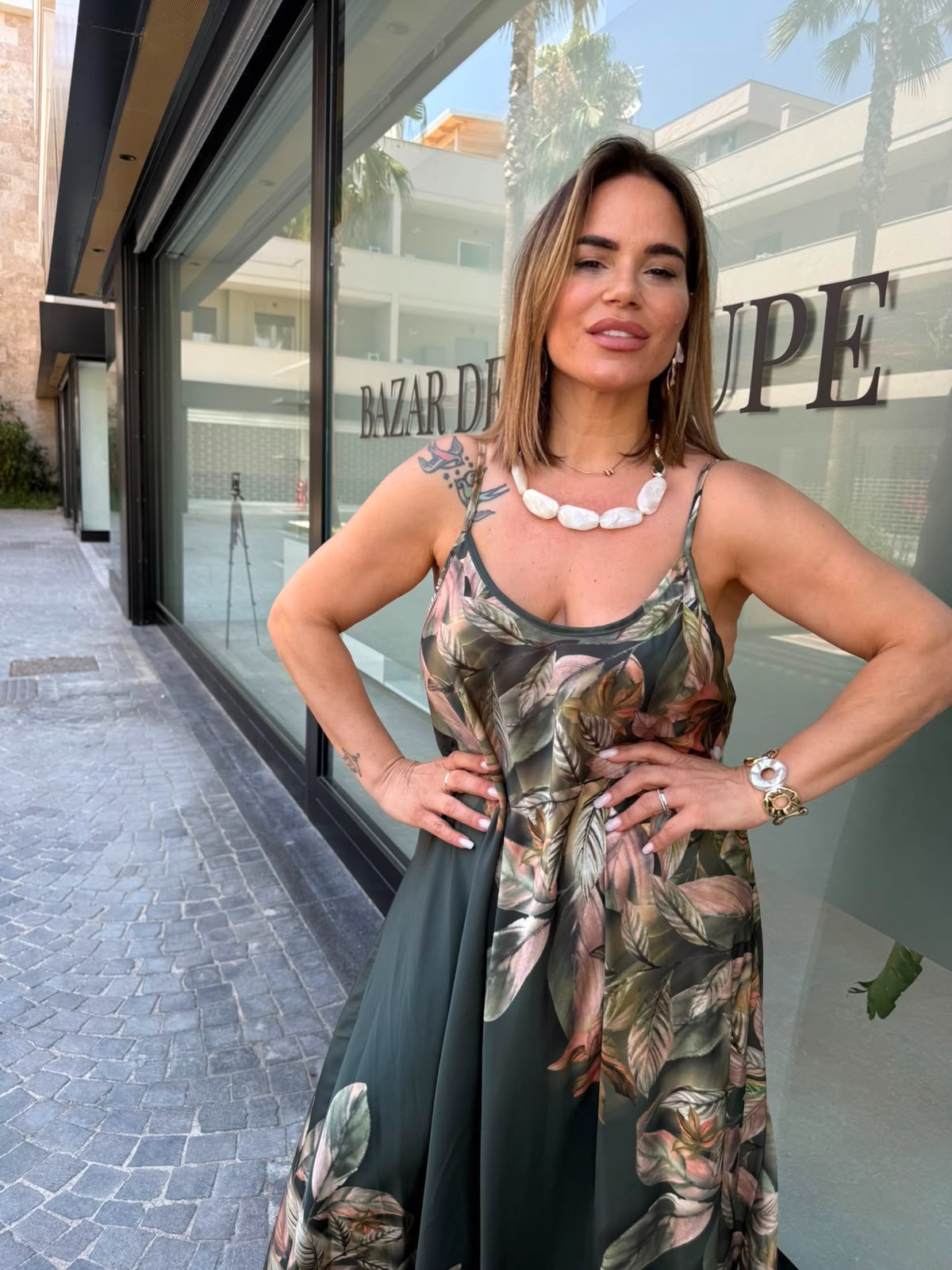 Abito fantasia in raso curvy