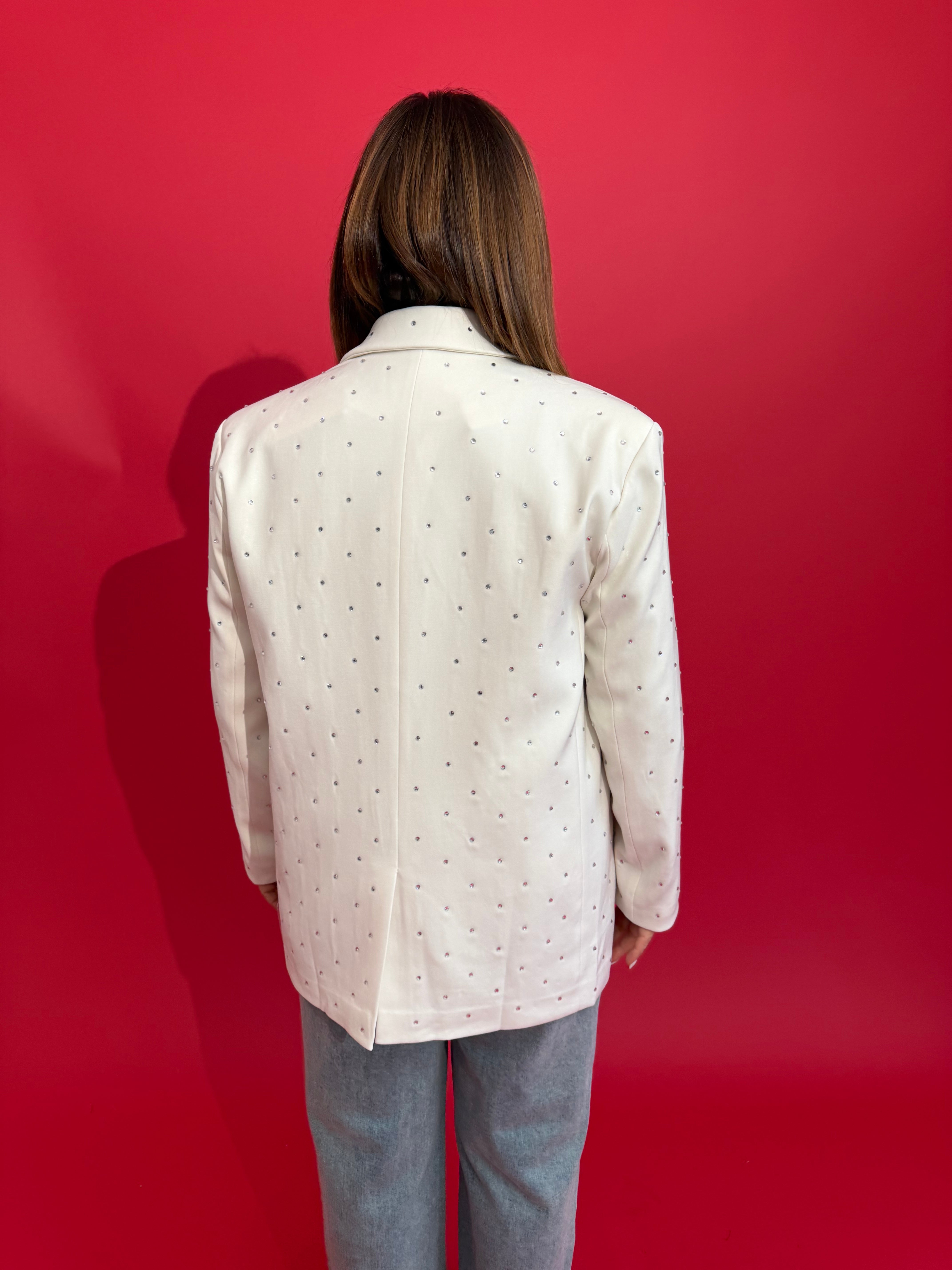 Giacca con strass panna