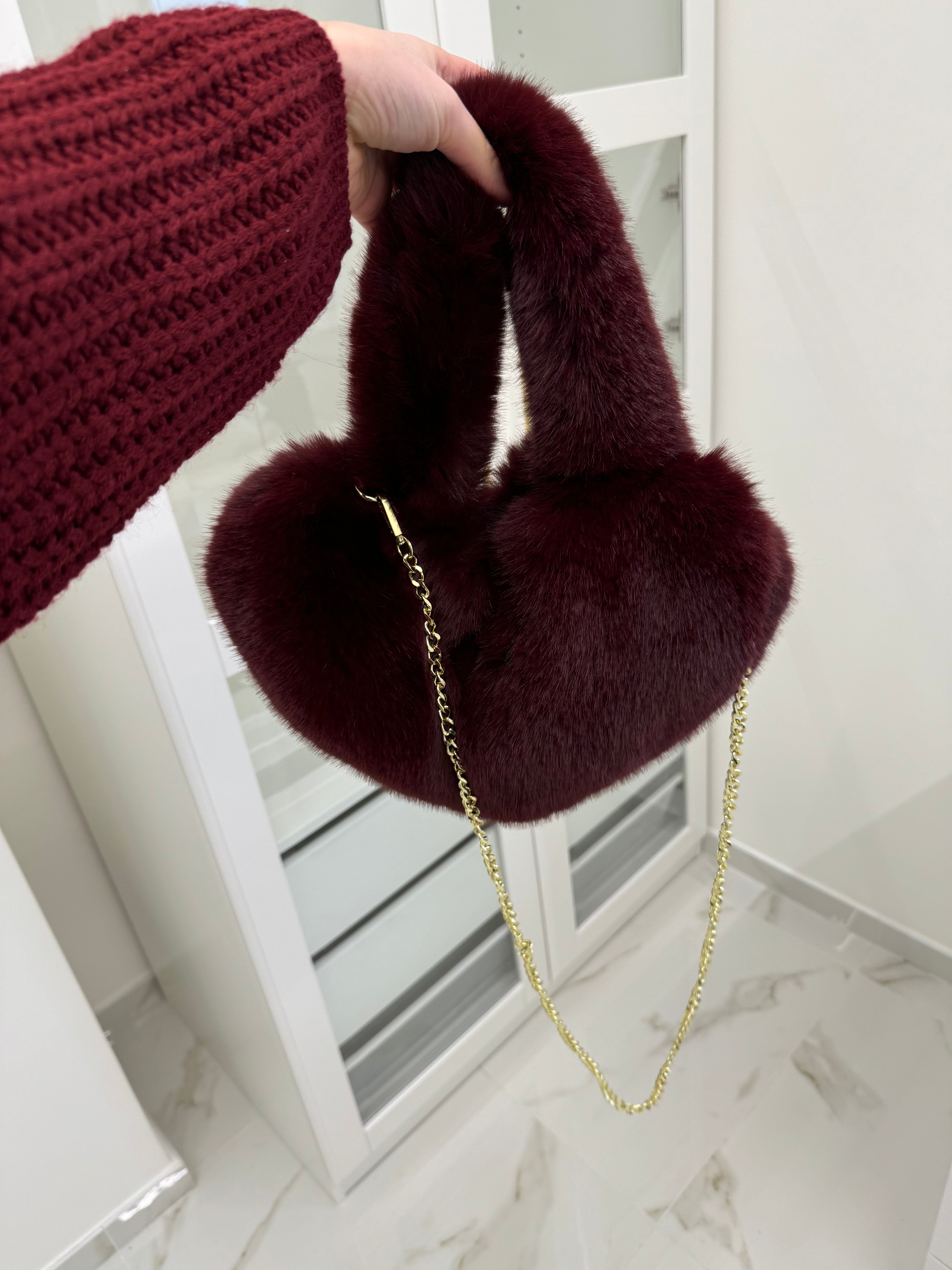 Borsa cuore pelliccia