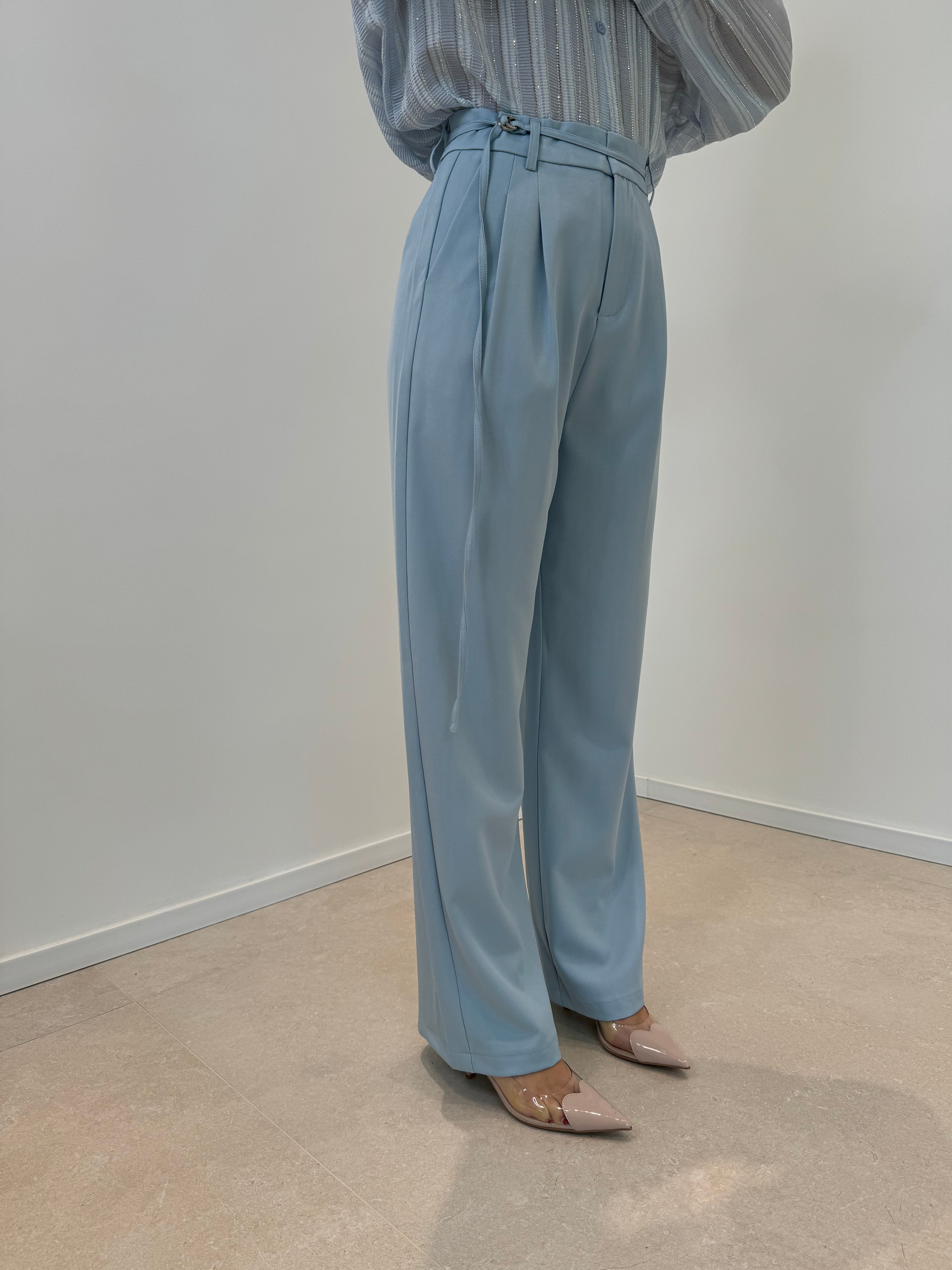 Pantalone palazzo con mini cinturino