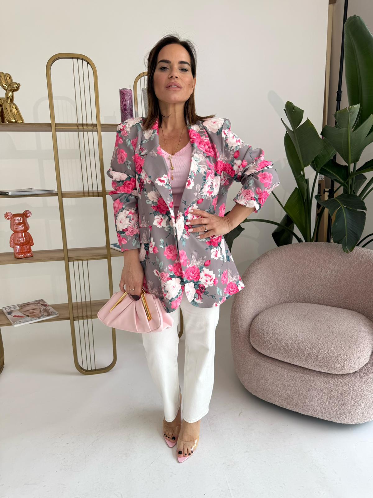 Giacca flowers fucsia curvy
