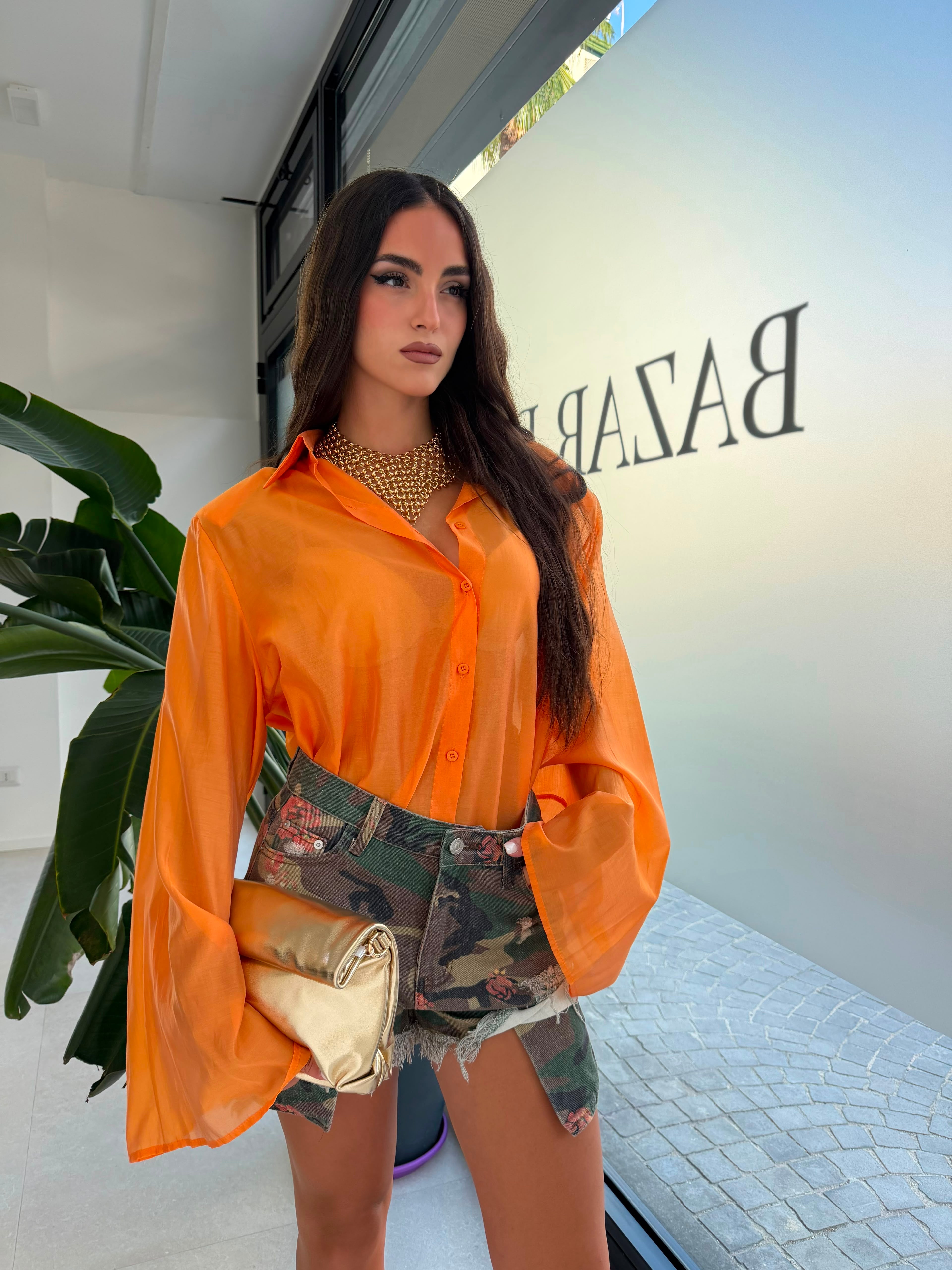 Camicia velata manica larga