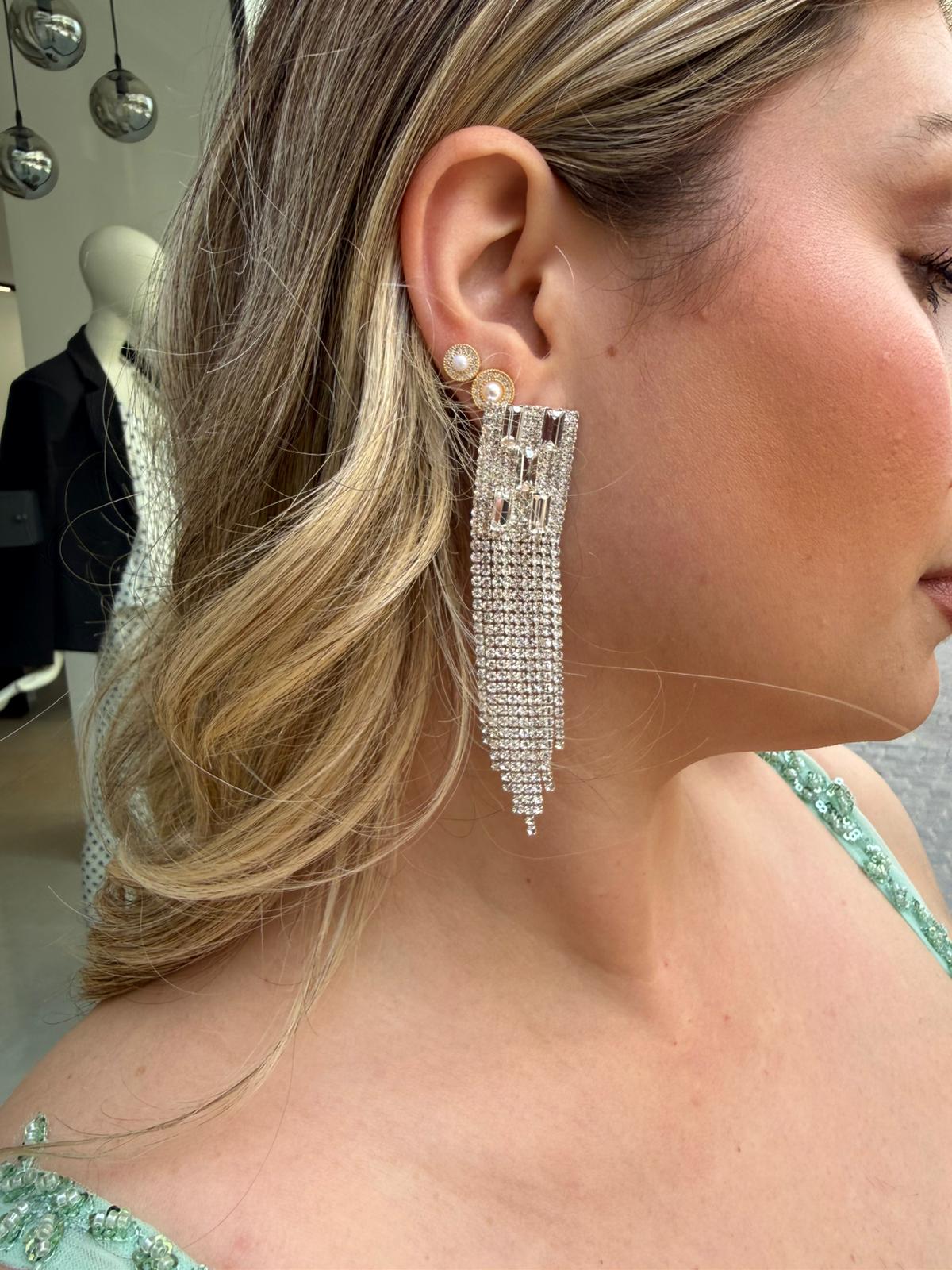 Orecchini rettangolari strass