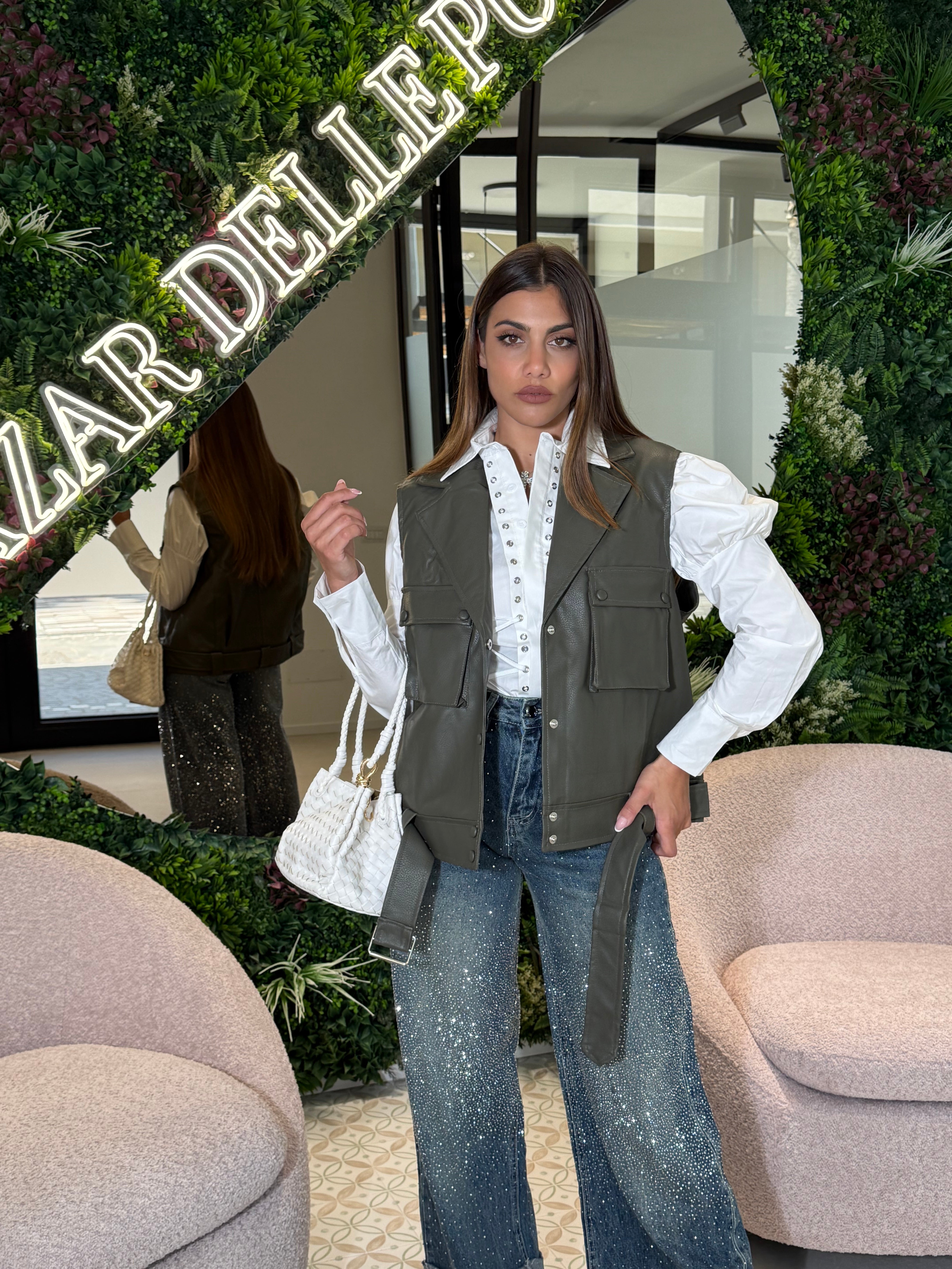 Chiodo gilet ecopelle