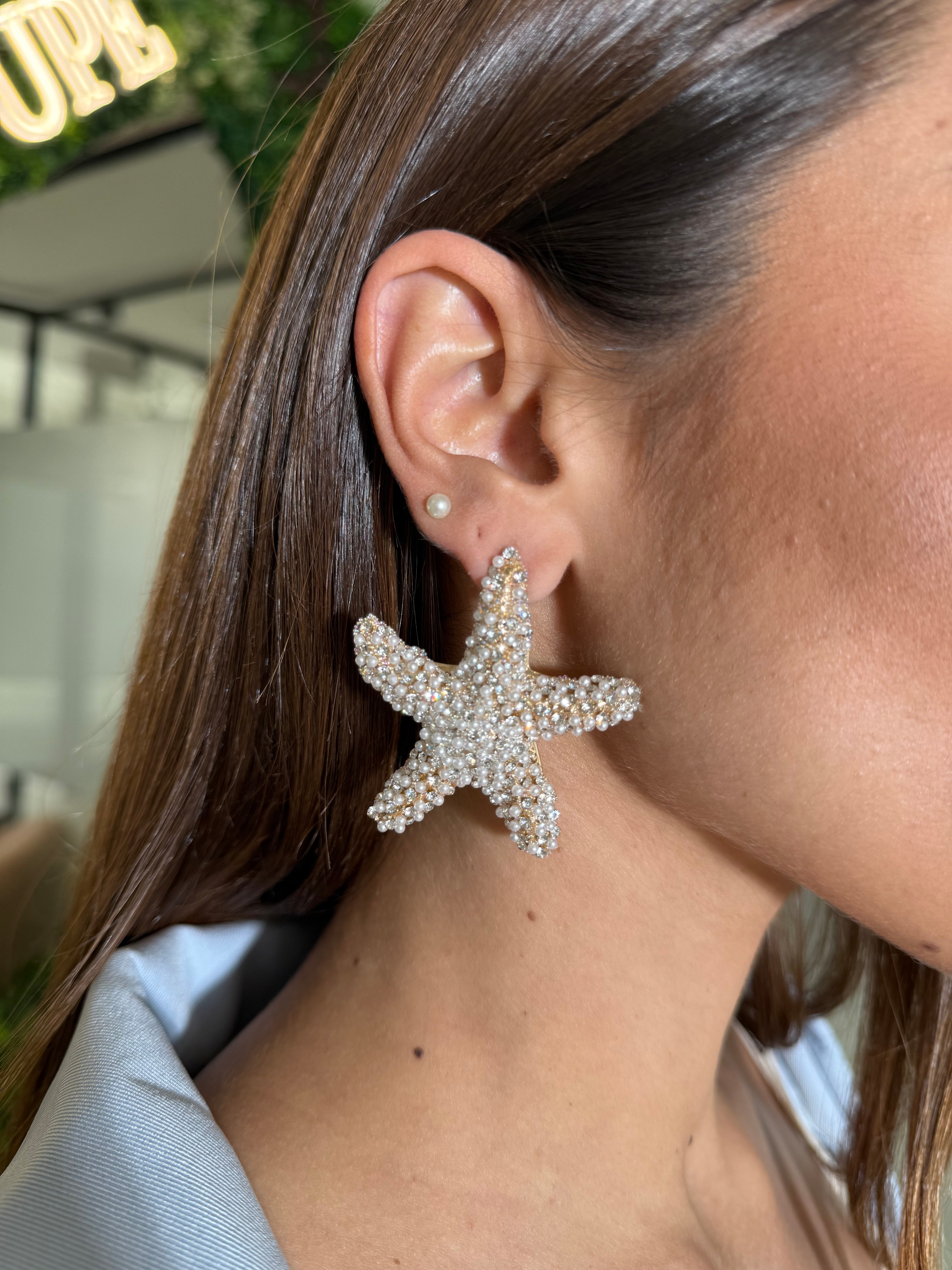 Orecchini stella con perline e strass