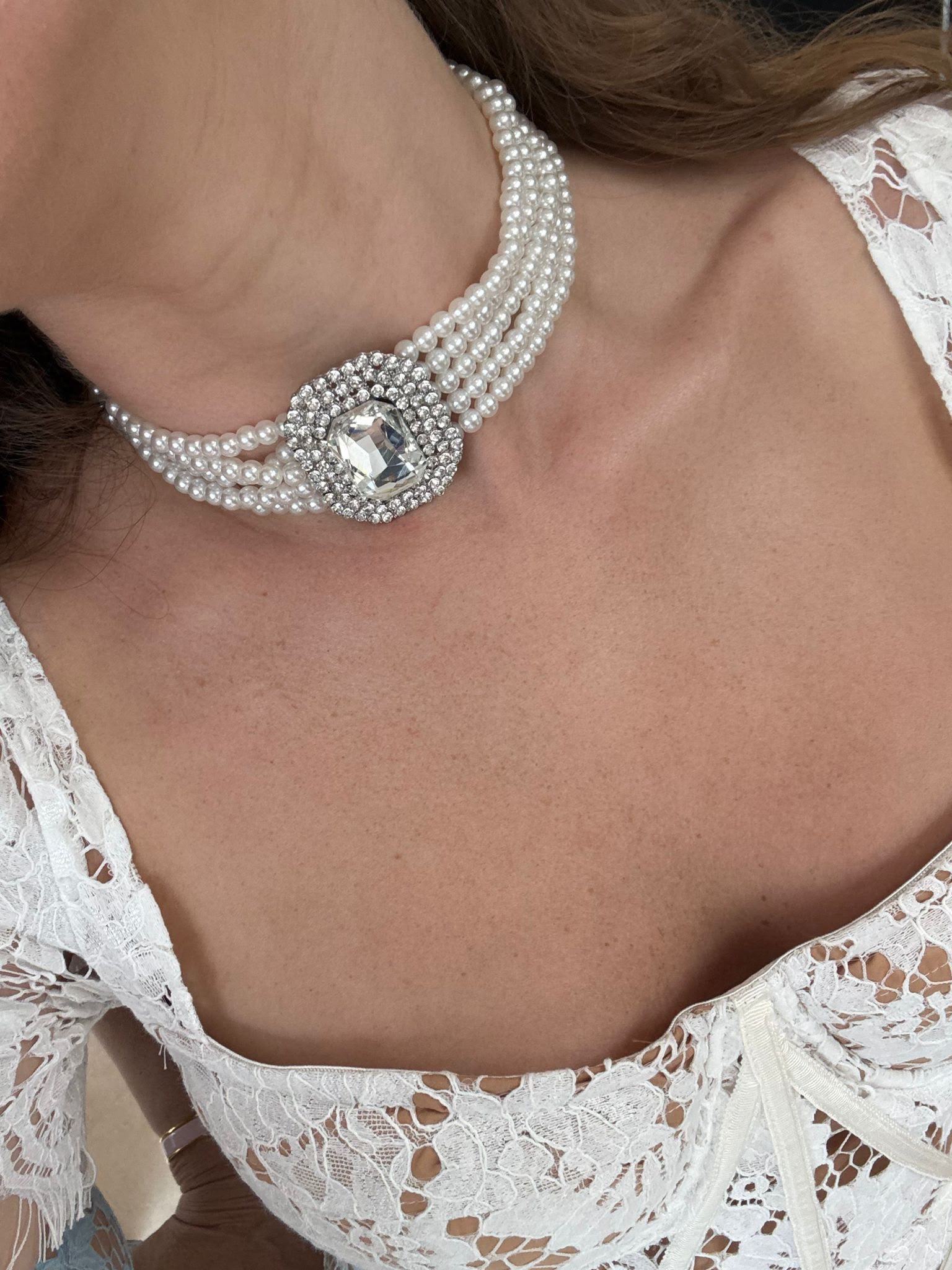 Girocollo perle e strass