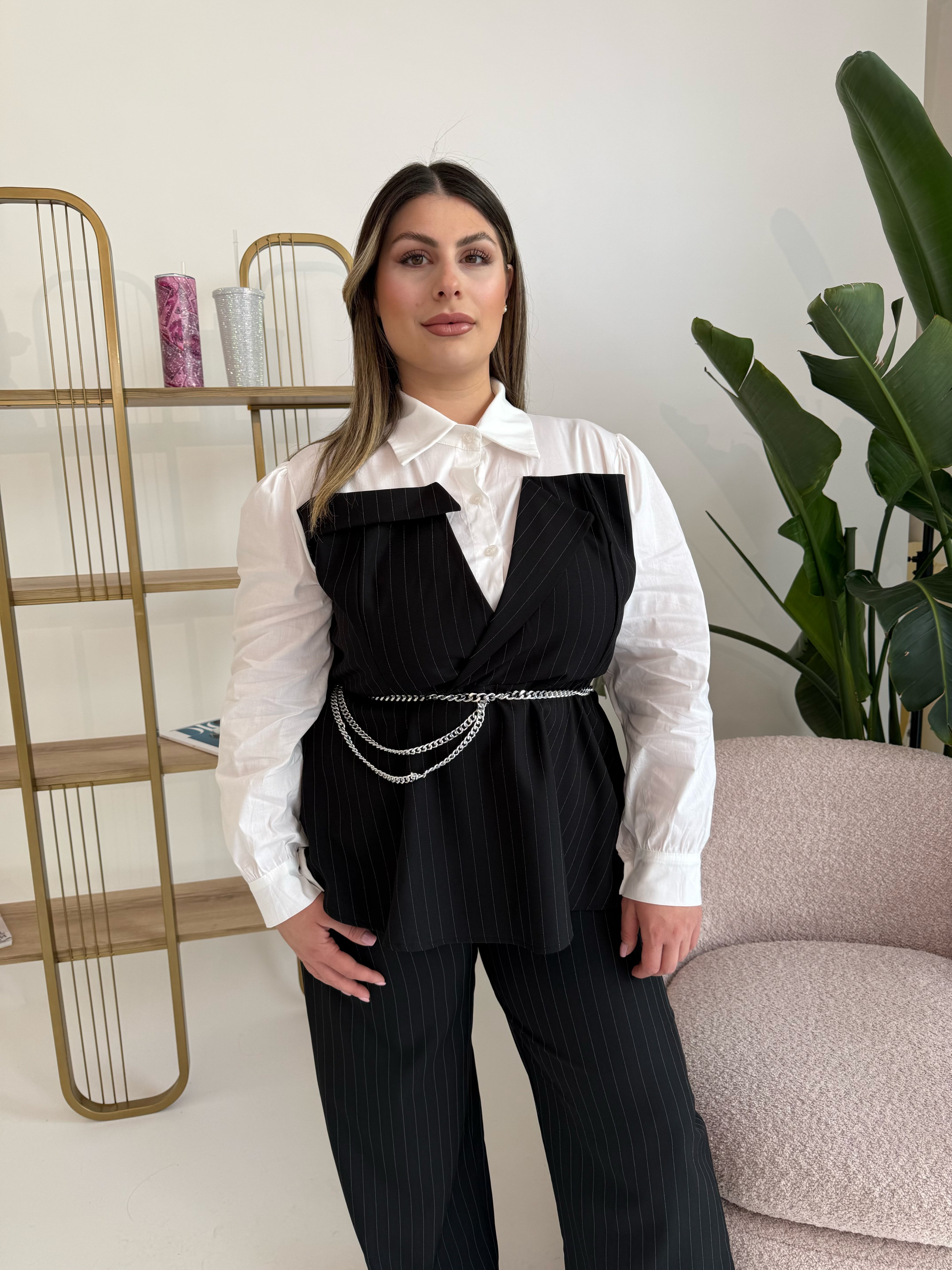 Cordset gessato effetto giacca curvy