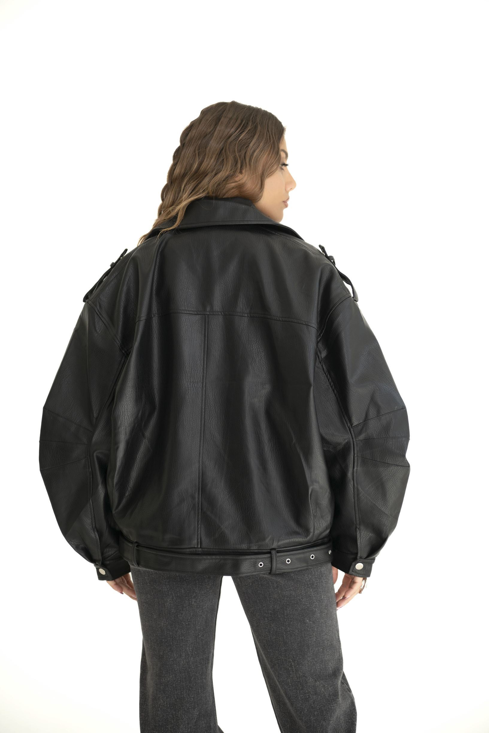 Chiodo oversize in pelle