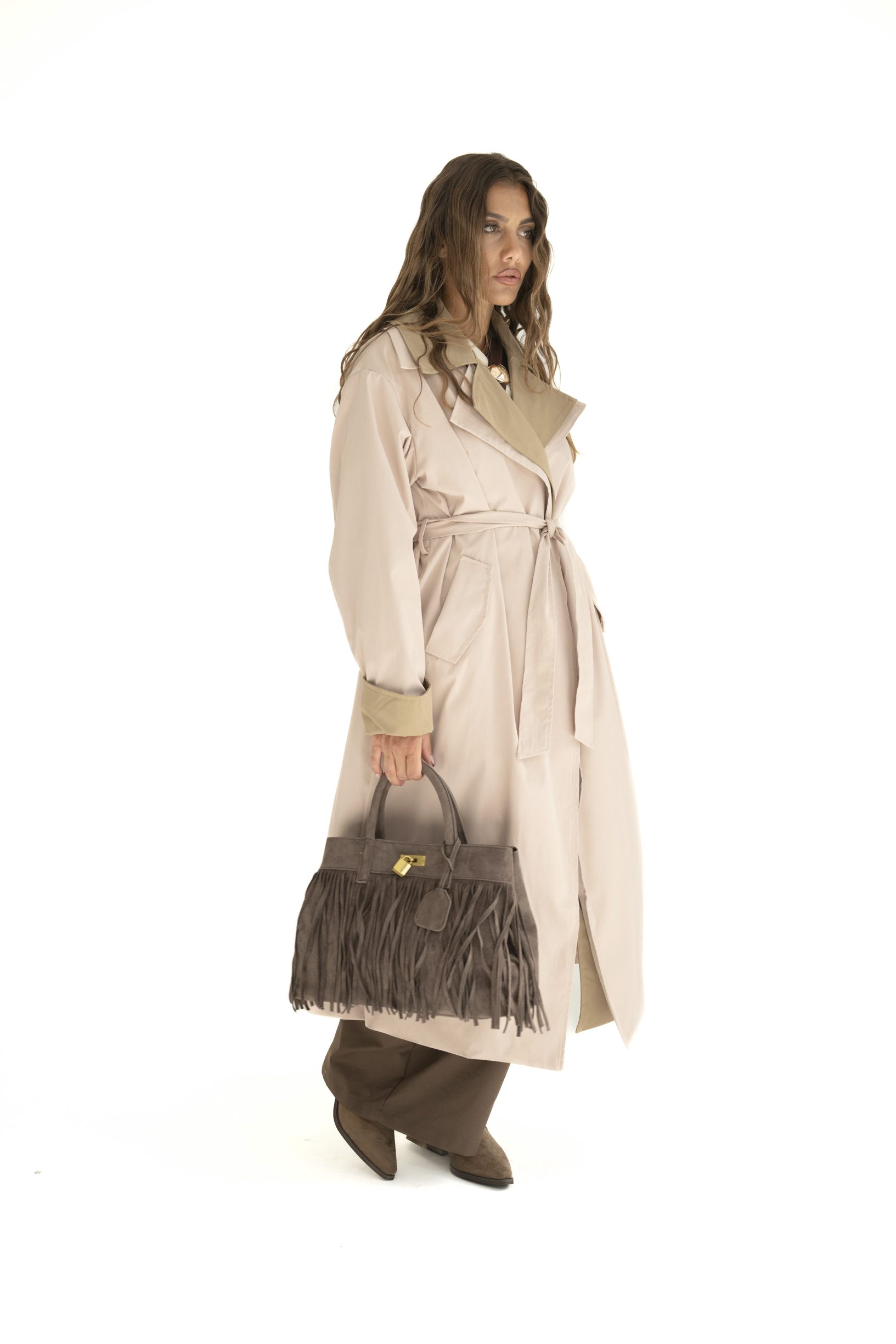 Trench bicolore beige